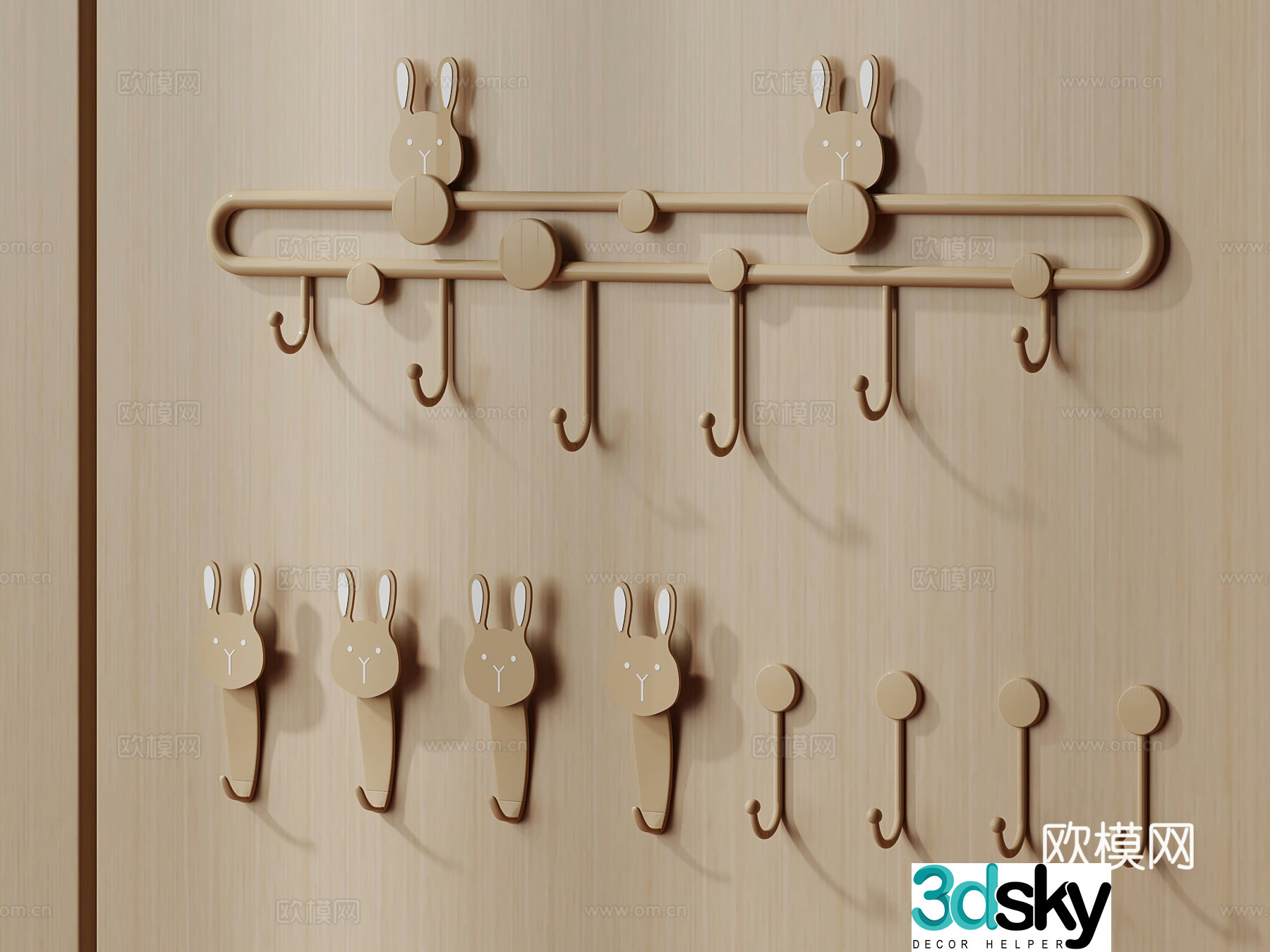 14 modern hooks children’s hooks 3d model