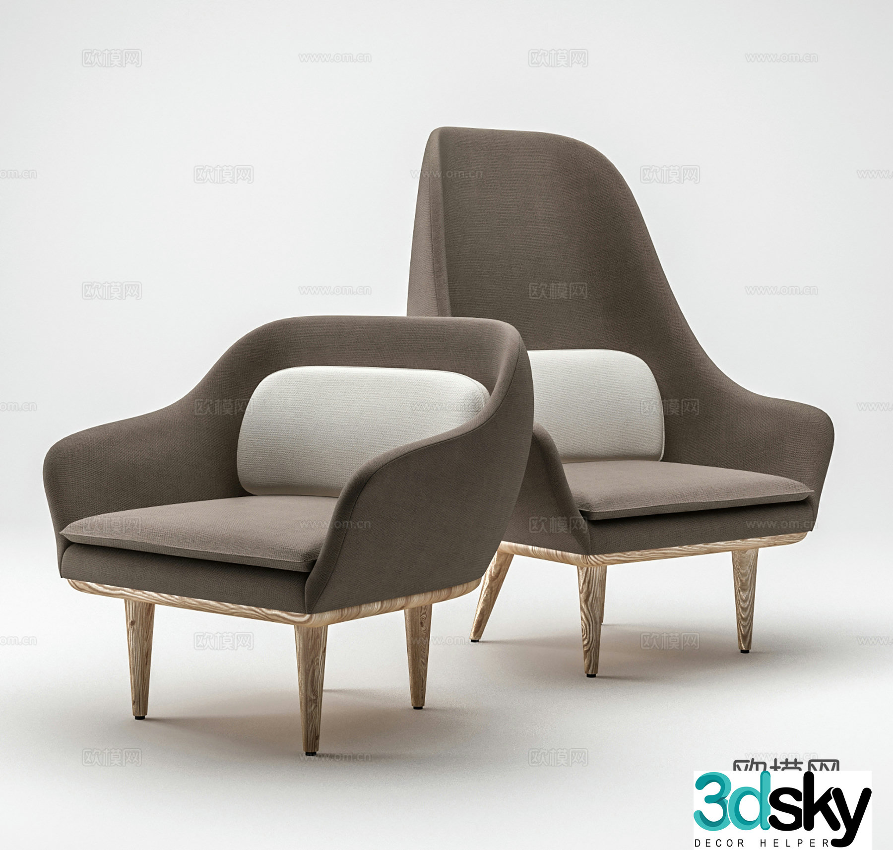 Modern leisure chair cloth chair book chair single chair 3d model