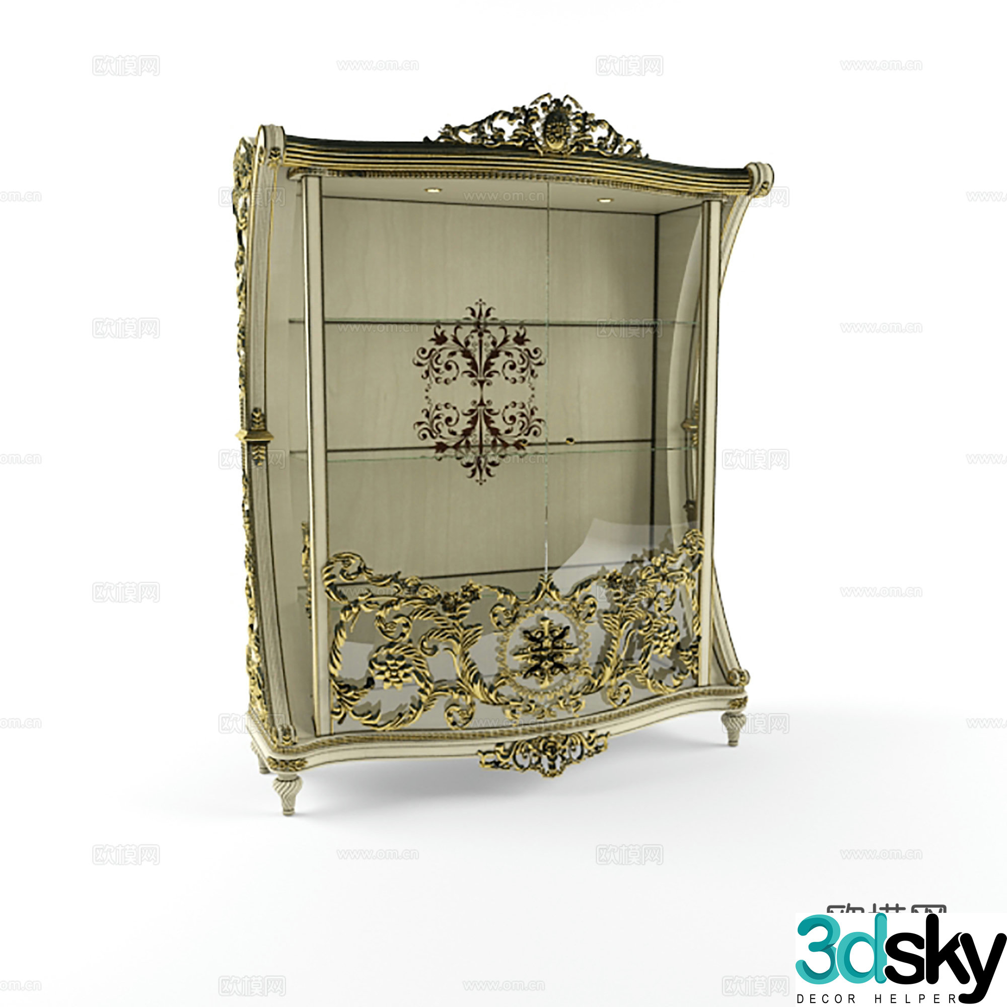 European style wardrobe decorative cabinet bookcase 3d model