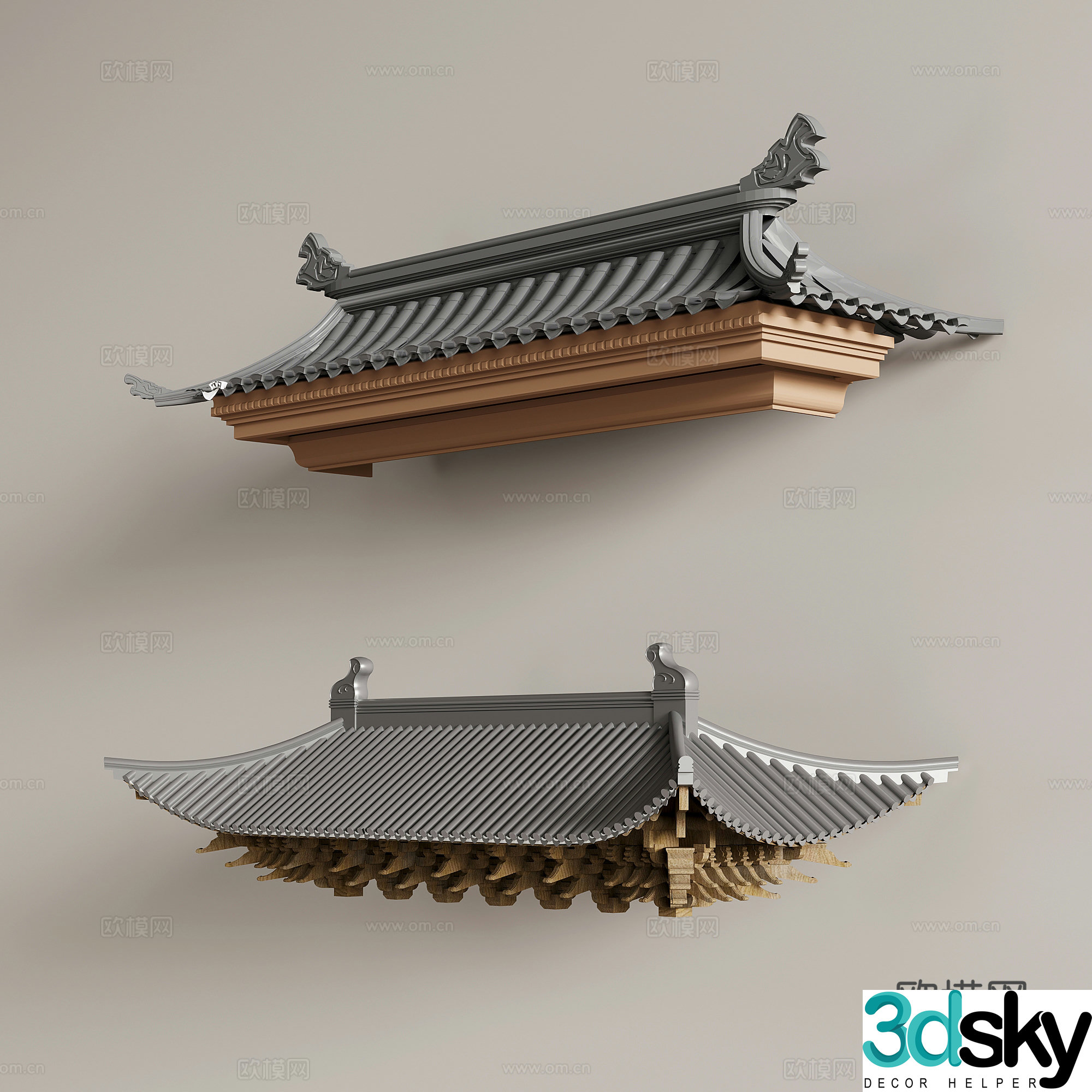 17 eaves Chinese eaves eaves tiles eaves roof 3d model