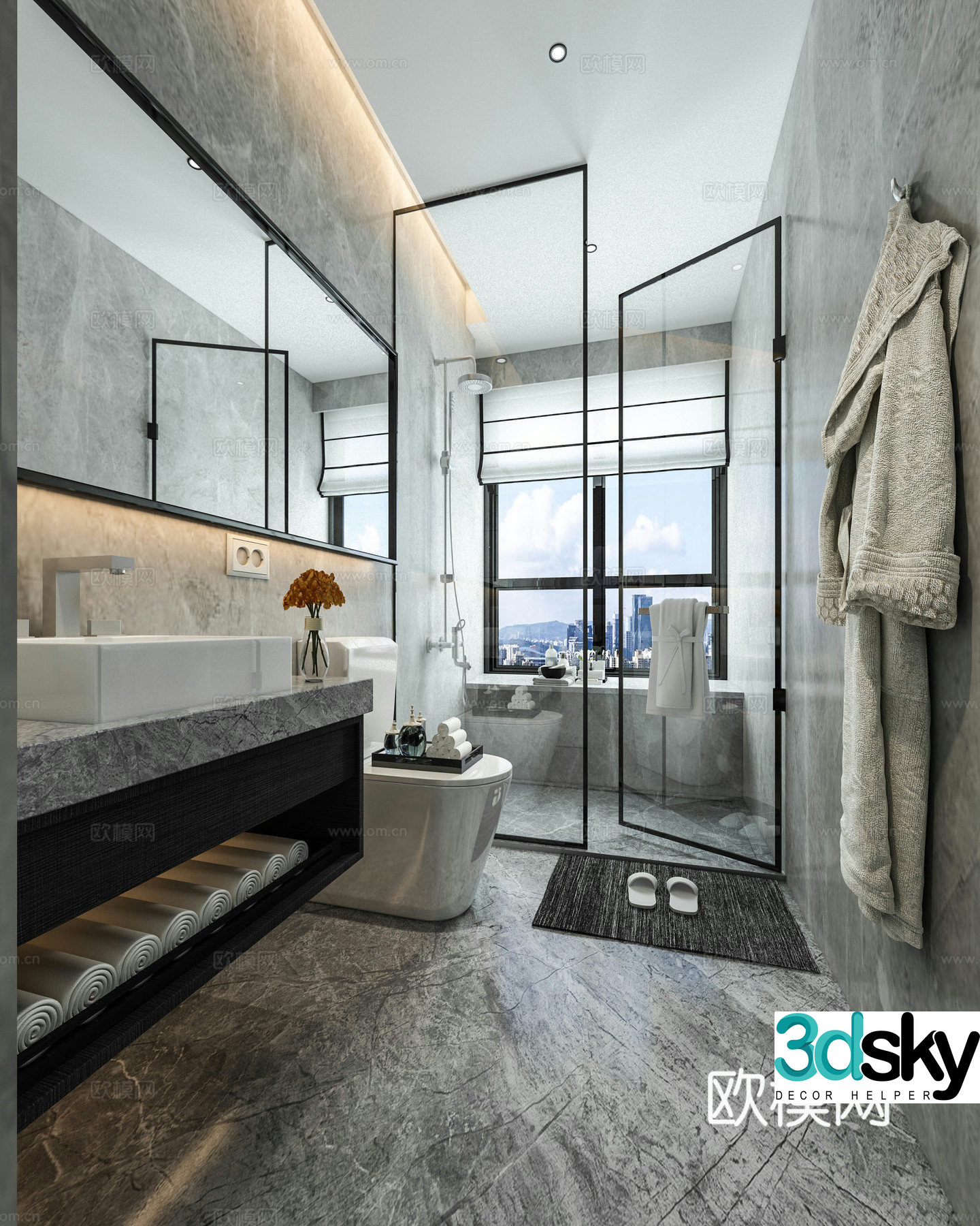 Modern bathroom toilet bathtub 3d model
