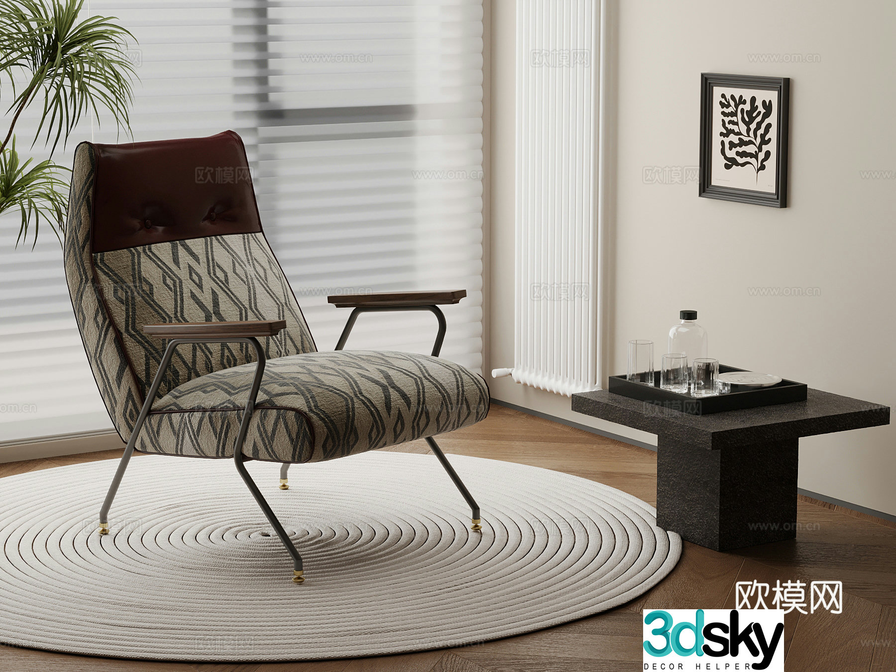 22 modern leisure chair side chair 3d model hanging painting