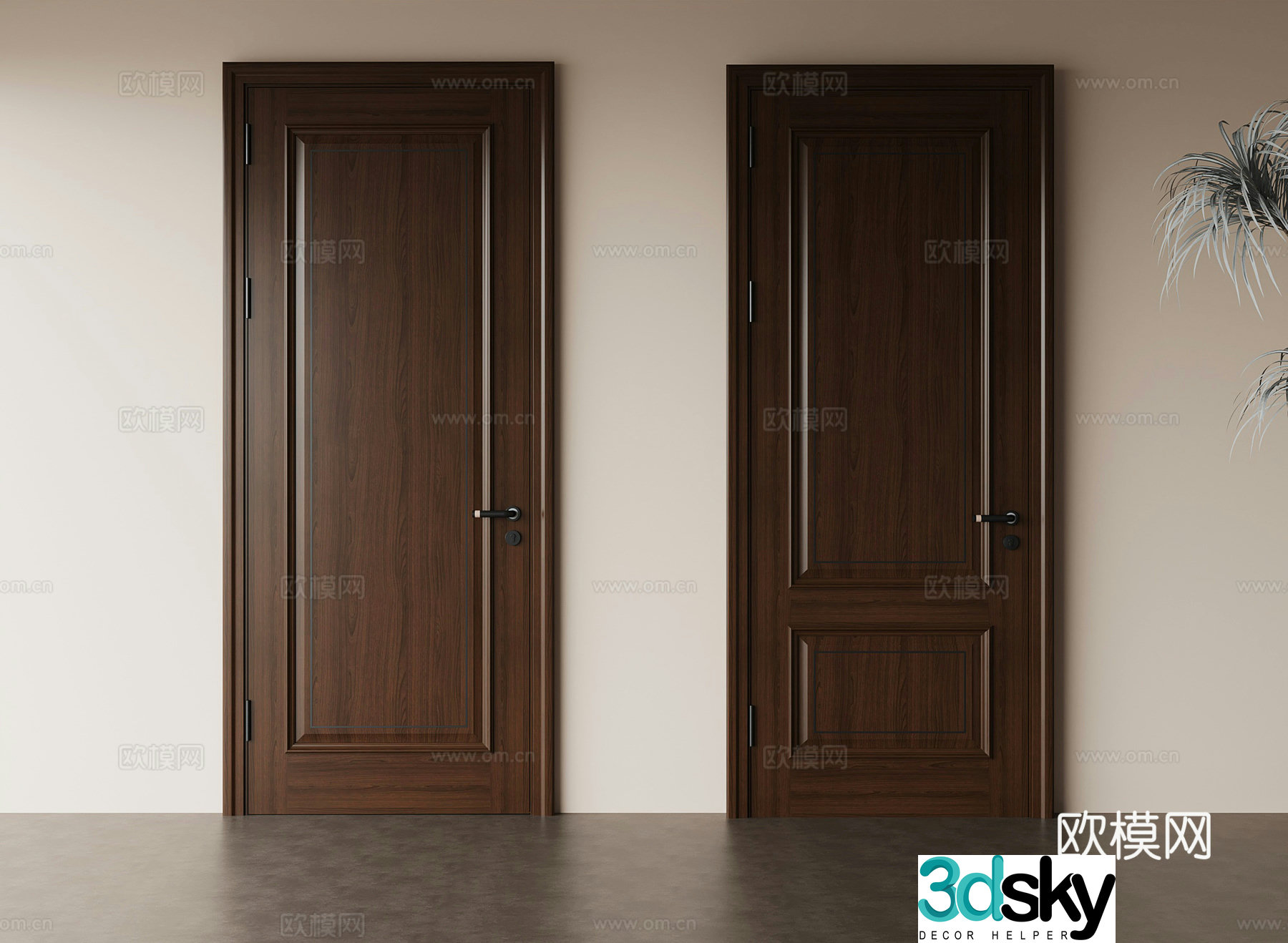 10 single-door new Chinese single-door 3D model