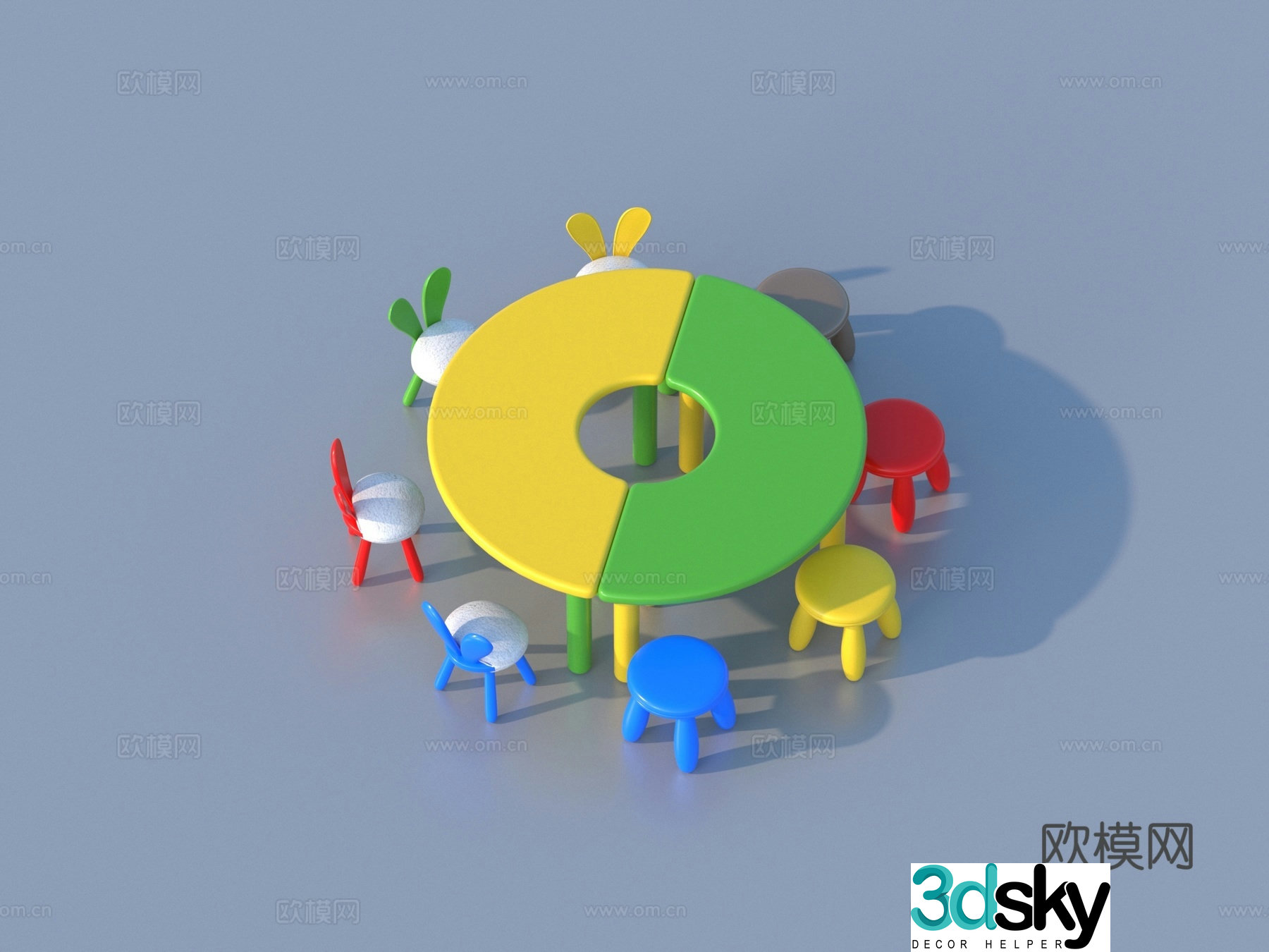 Children’s table and chairs Toy table and chairs 3d model