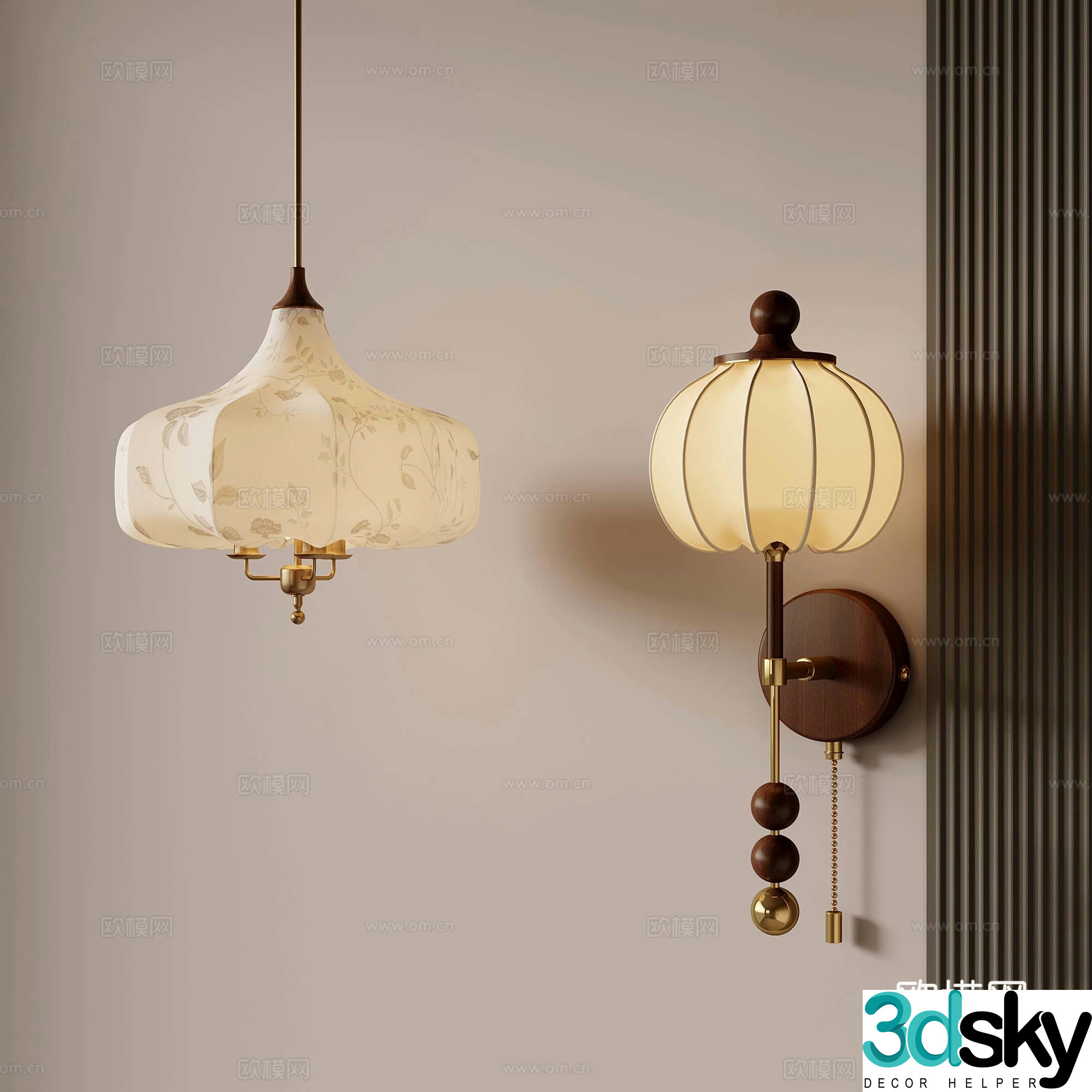 08 French medieval wall lamp chandelier 3d model