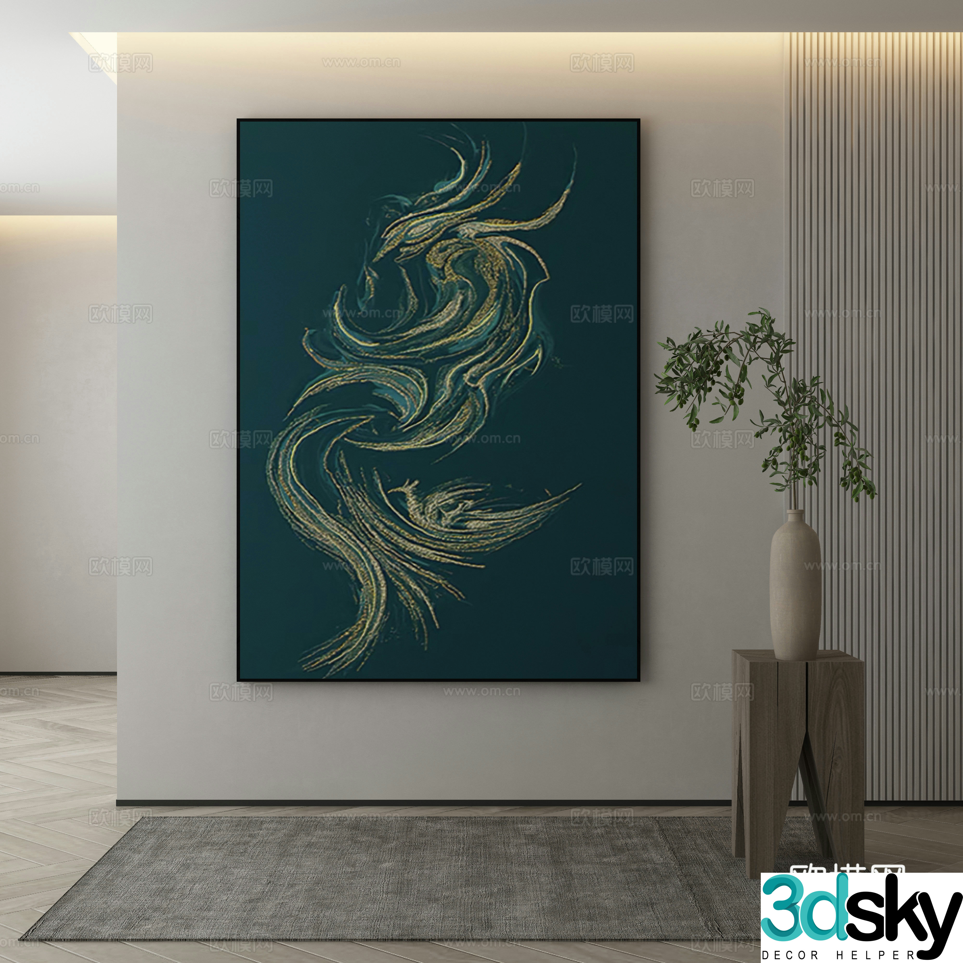 New Chinese style wasabi paintings oil paintings 3D model