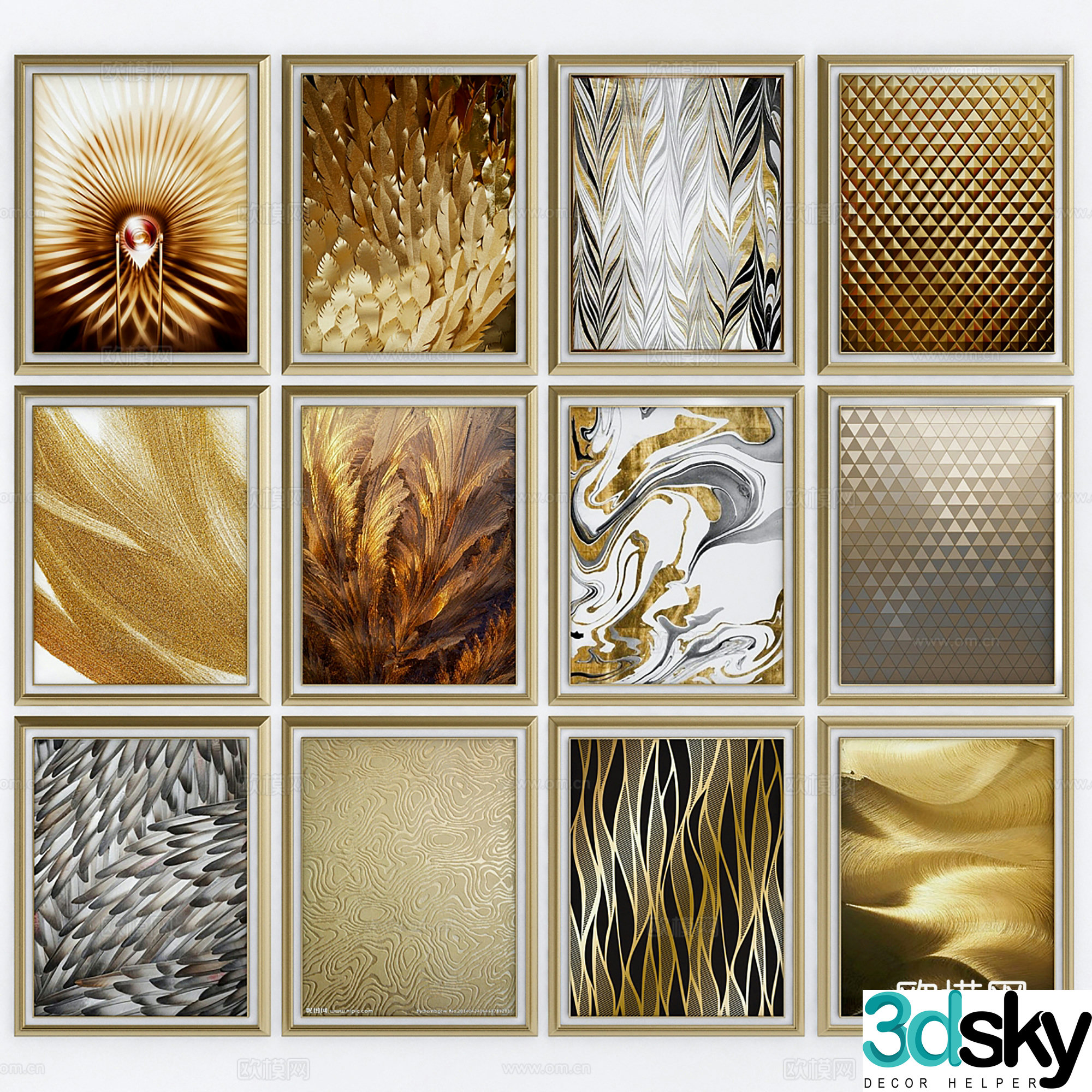 Light luxury style decorative paintings wall hanging paintings 3D model