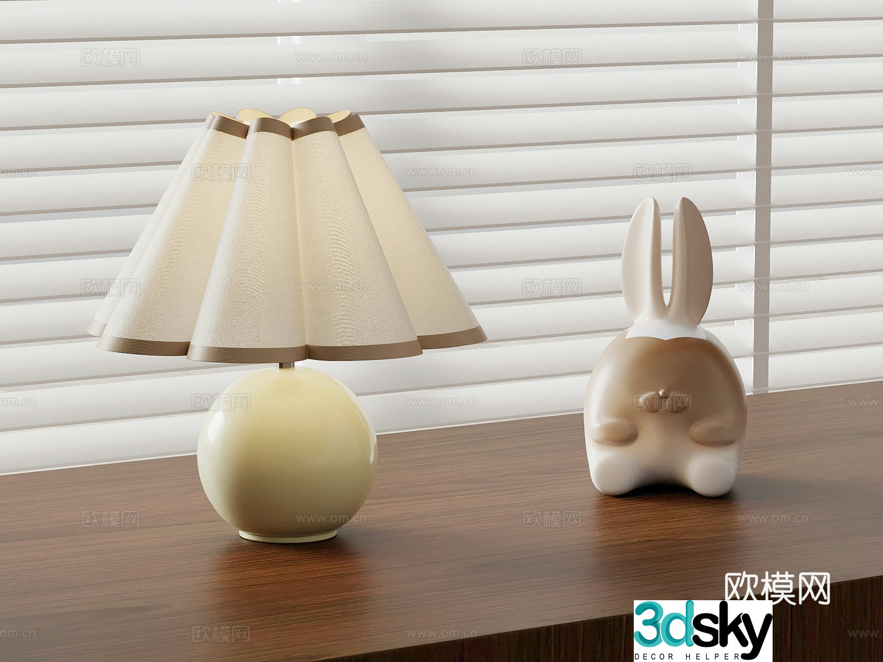 04 Modern Cream Temperature Lamp Sculpture Ornament 3D Model