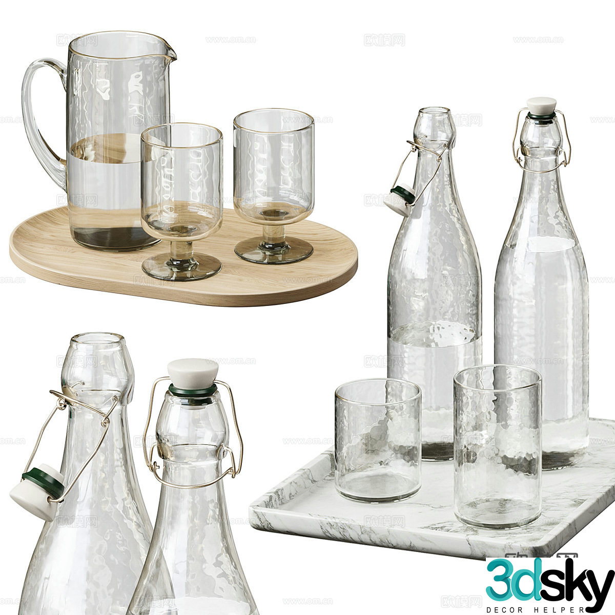 Modern glass tea set 3d model