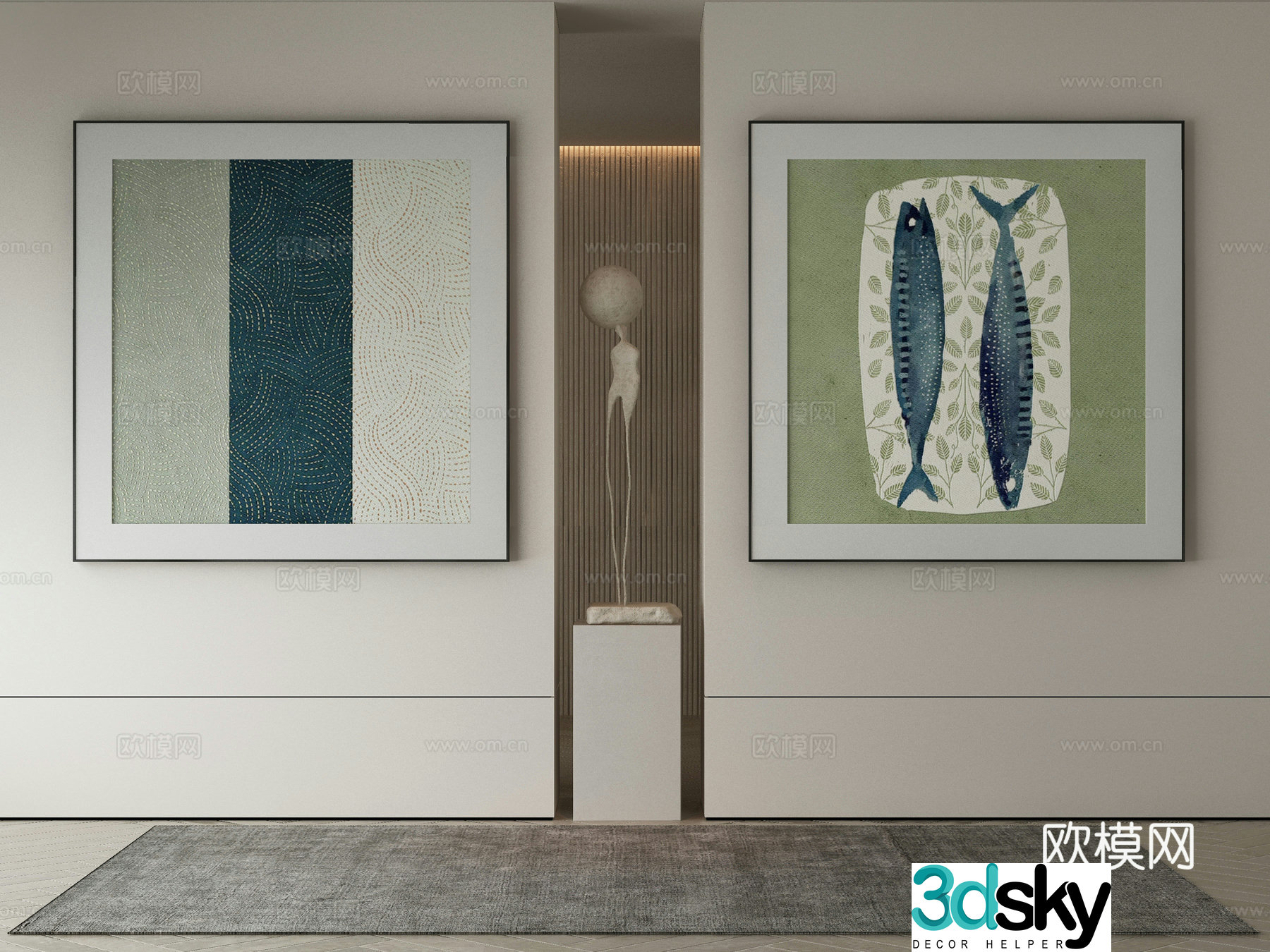 Modern Wasabi Hanging Painting Oil Painting 3D Model