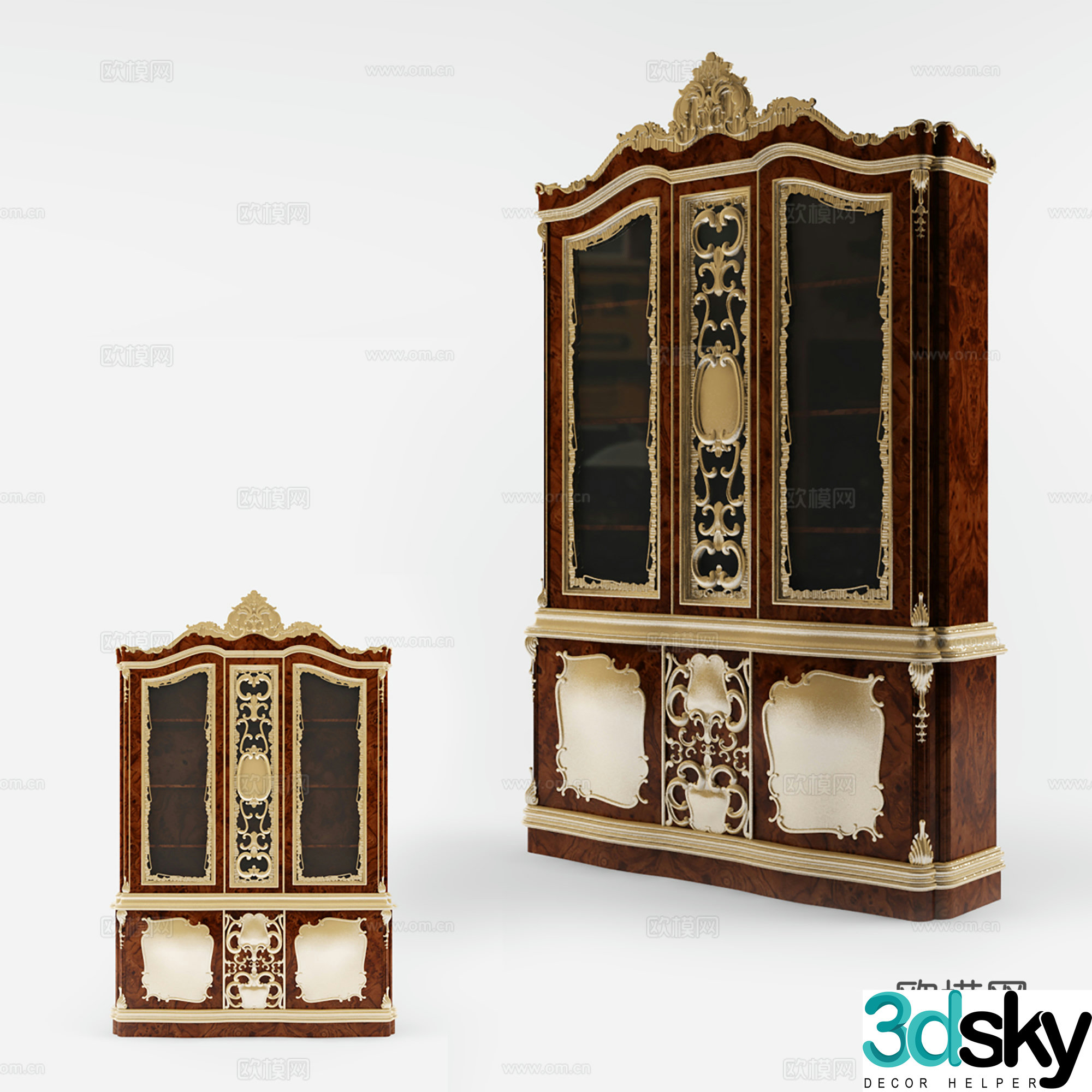 European style storage cabinet sideboard cupboard wine cabinet 3d model