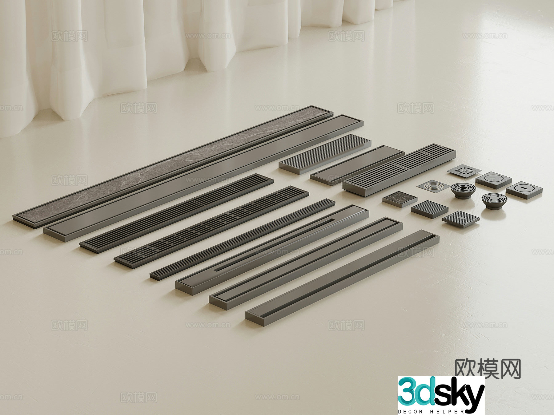 23 floor drain modern floor drain round floor drain square floor drain long floor drain 3d model