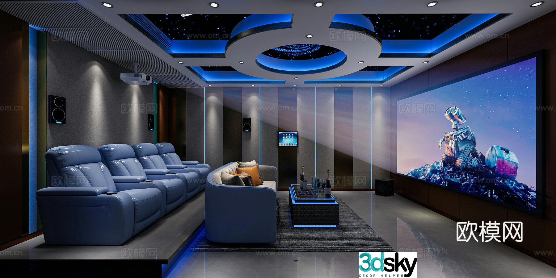 Modern audio studio 3d model