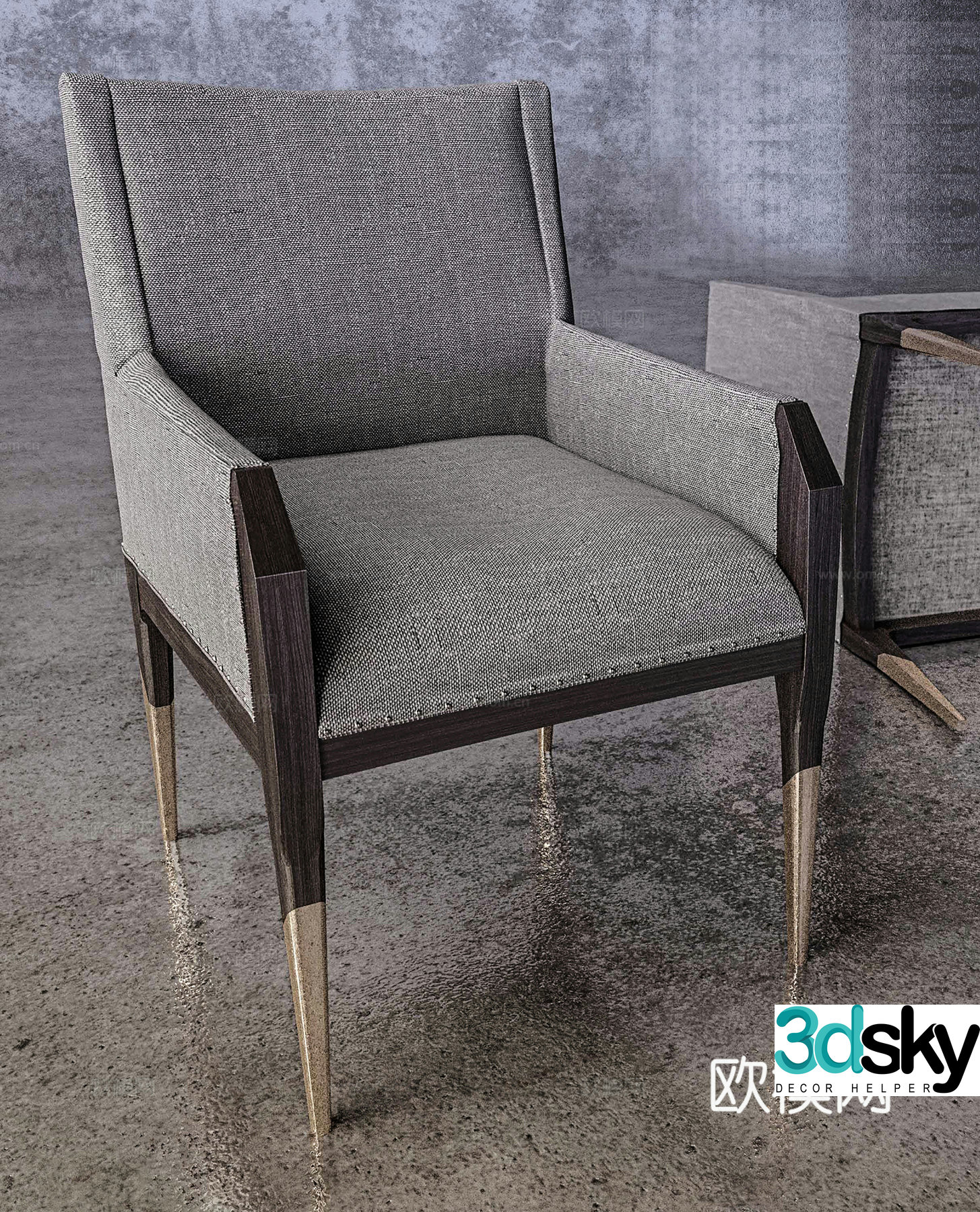 Simple European leisure chair cloth chair book chair single chair 3d model