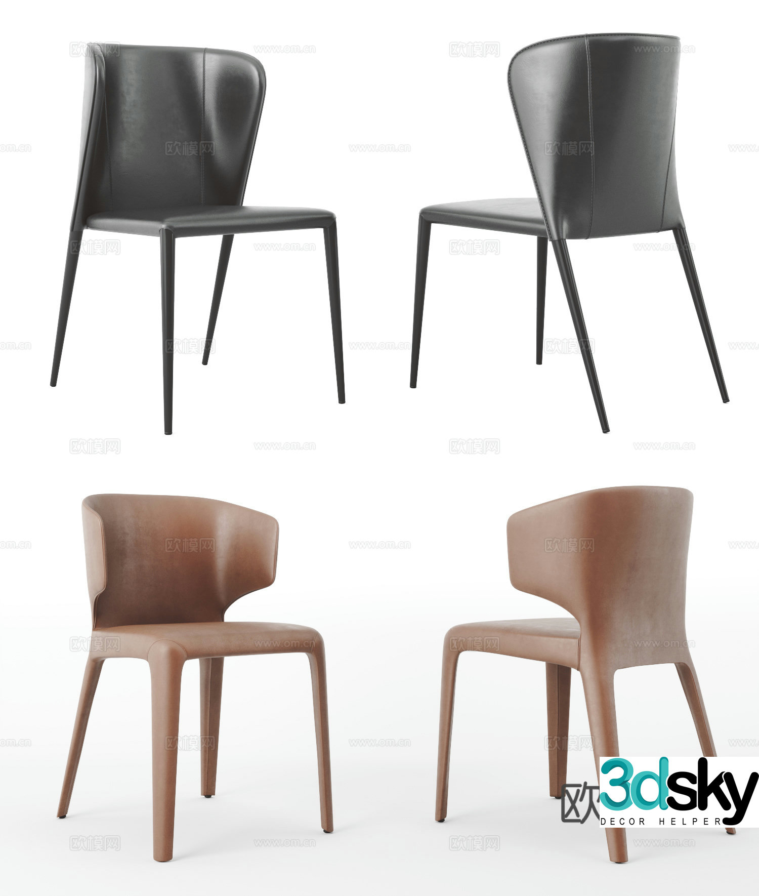 POLIFORM modern dining chair combination leather dining chair single chair leisure chair 3d model