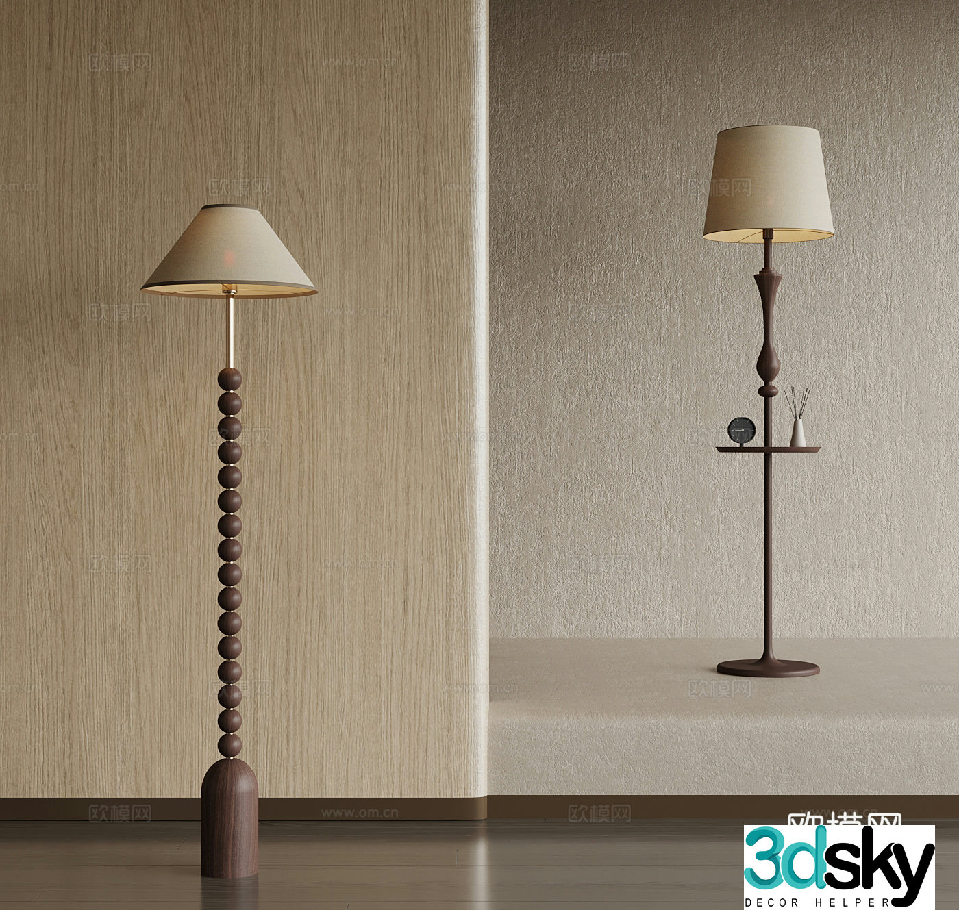 02 Middle-aged style floor lamp Art floor lamp 3d model