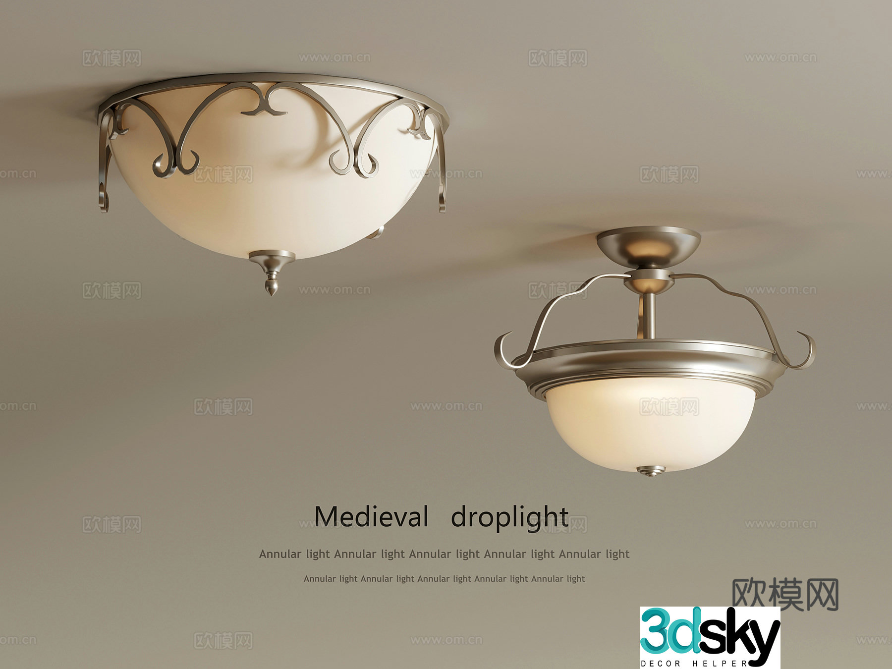 15 ceiling light French retro style ceiling light 3d model