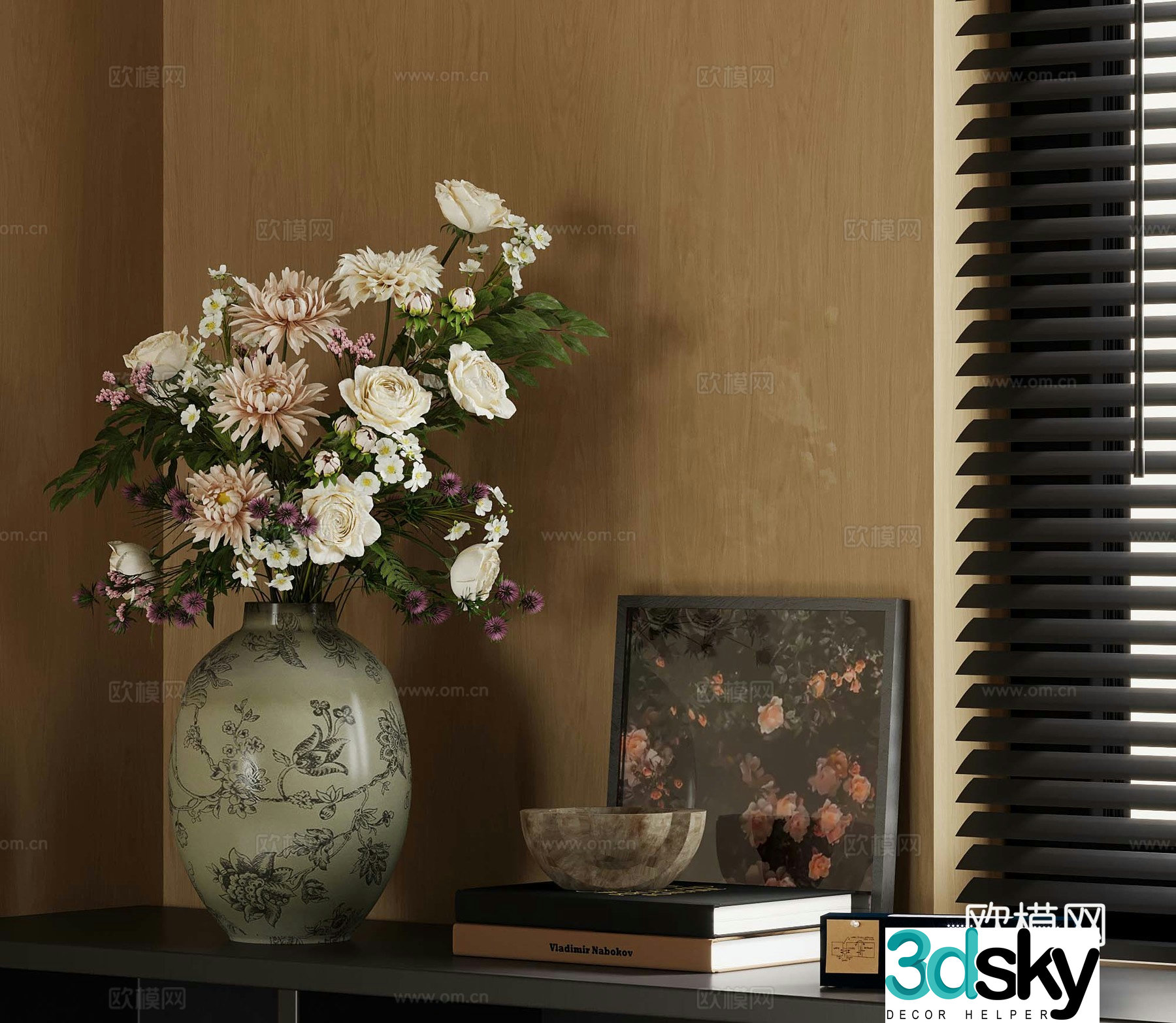 18 modern vase floral ornaments 3d model