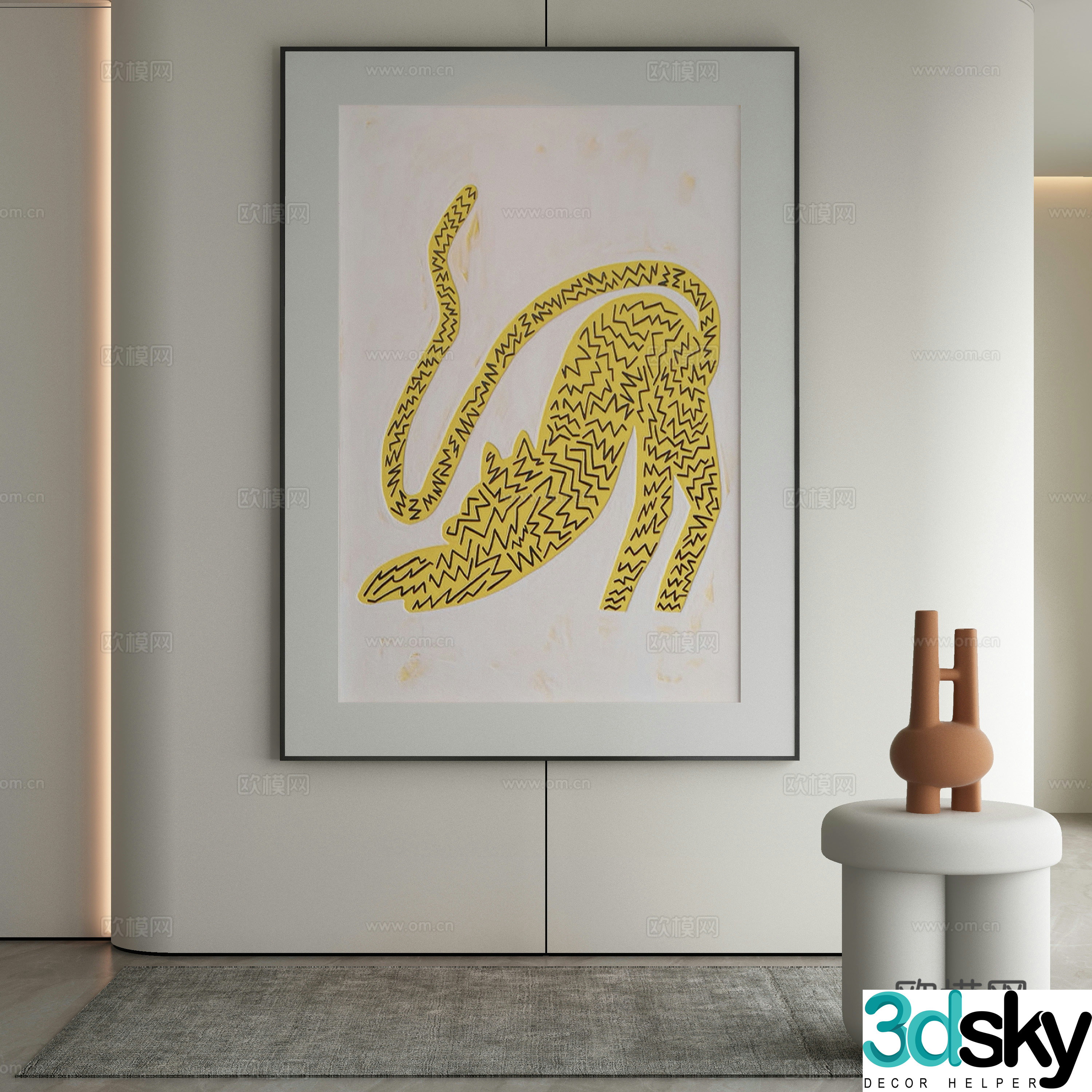 Modern Wasabi Hanging Painting Oil Painting 3D Model