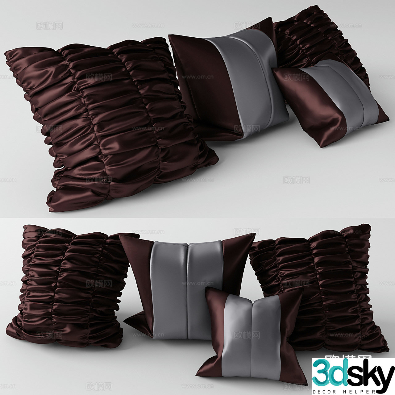 Modern pillow waist pillow pillow combination 3D model