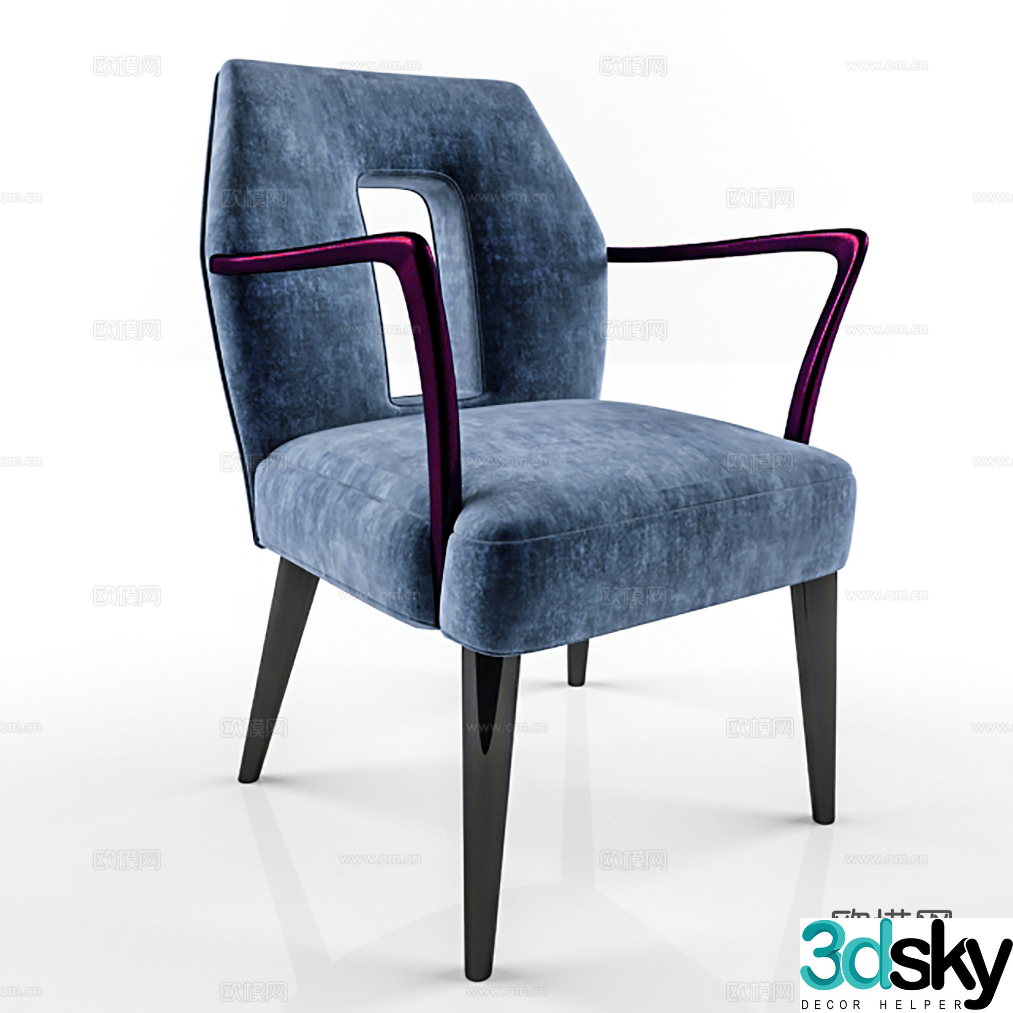 Modern leisure chair cloth chair book chair single chair 3d model