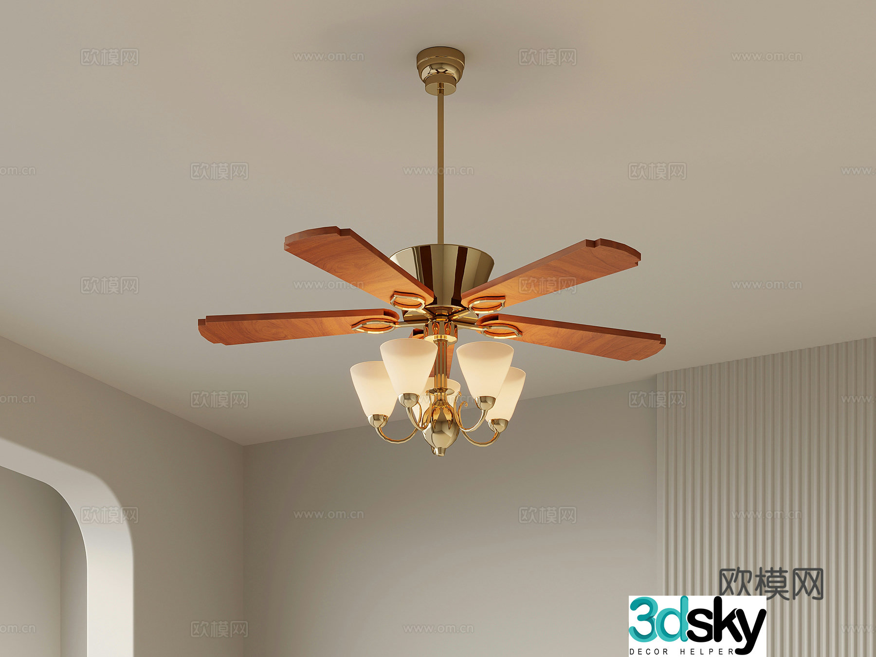 02 Fan lights medieval fan lights chandelier 3d model