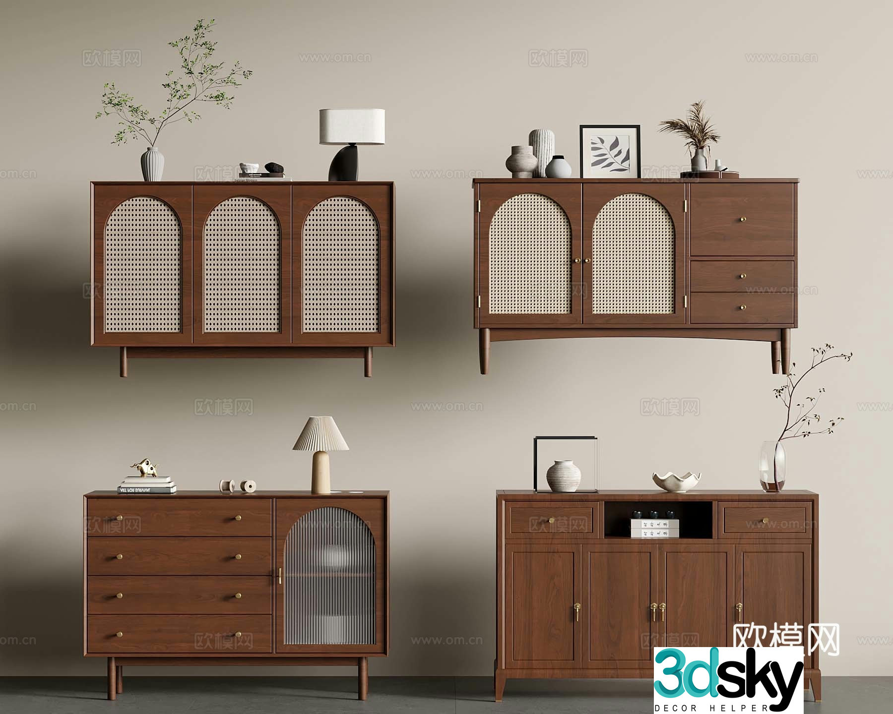01 Middle-aged style entrance cabinet 3D model