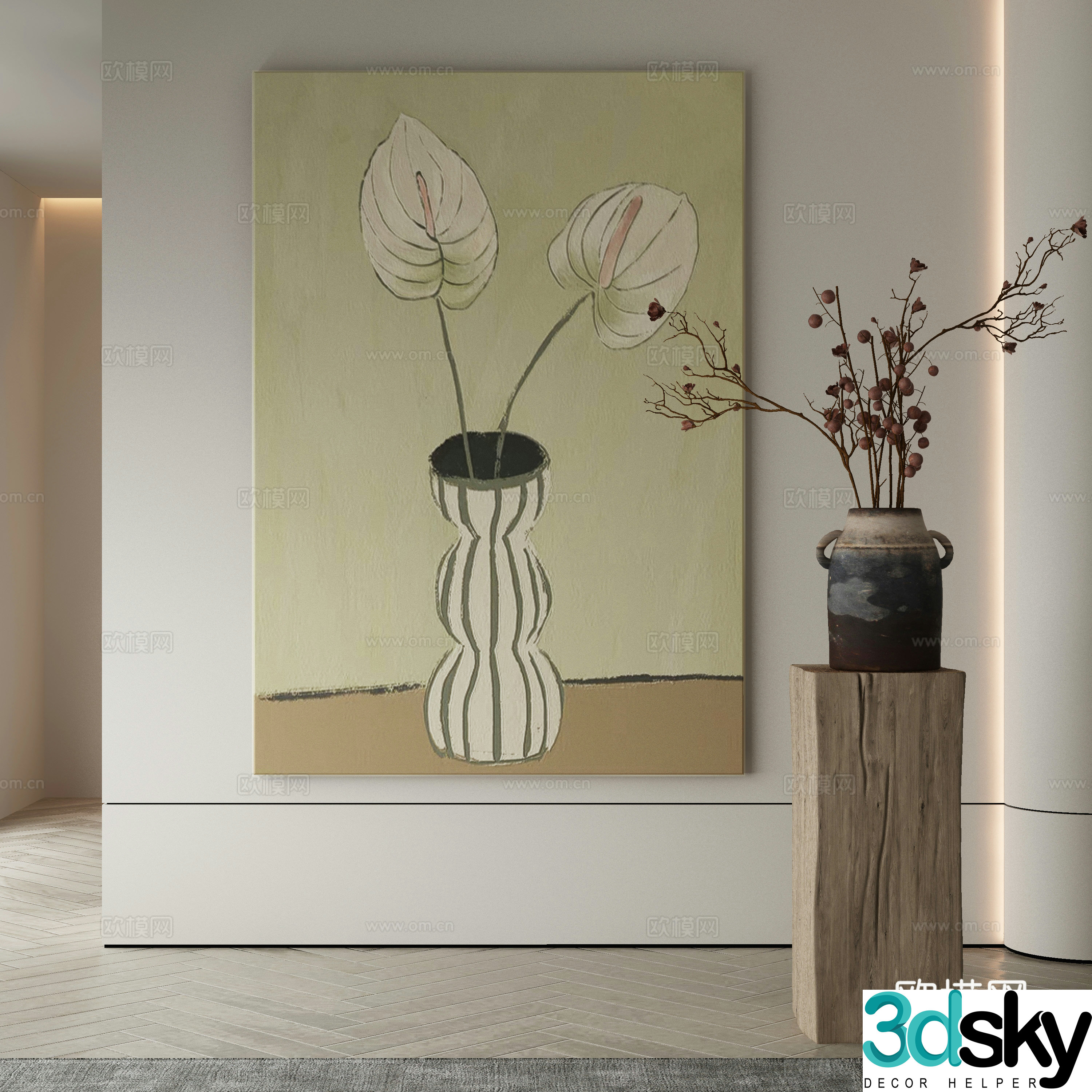 Modern Wasabi Hanging Painting Oil Painting 3D Model