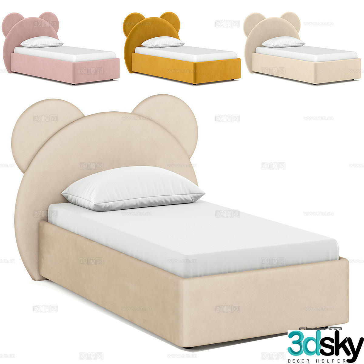 Modern simple single bed Single bed Simple bed Bedroom bed Pillow 3D model