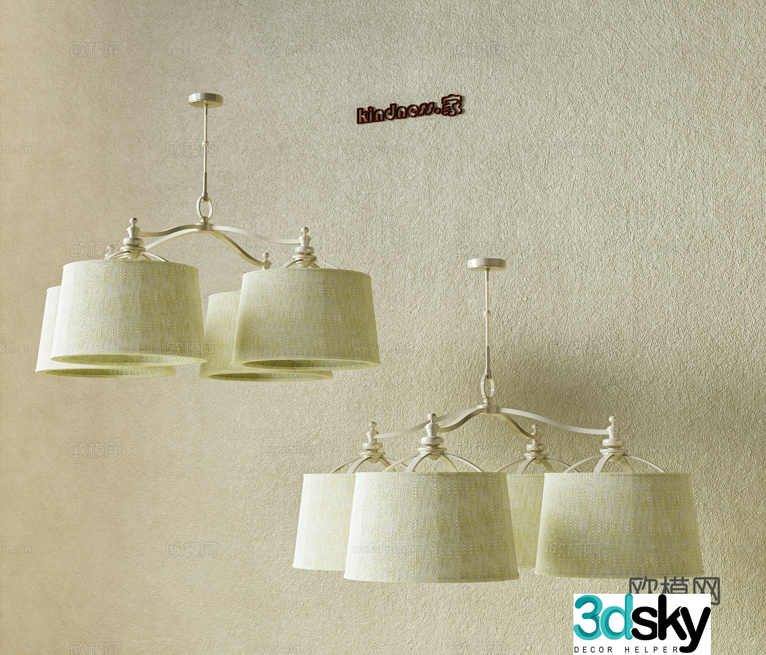 Log wind chandelier 3d model