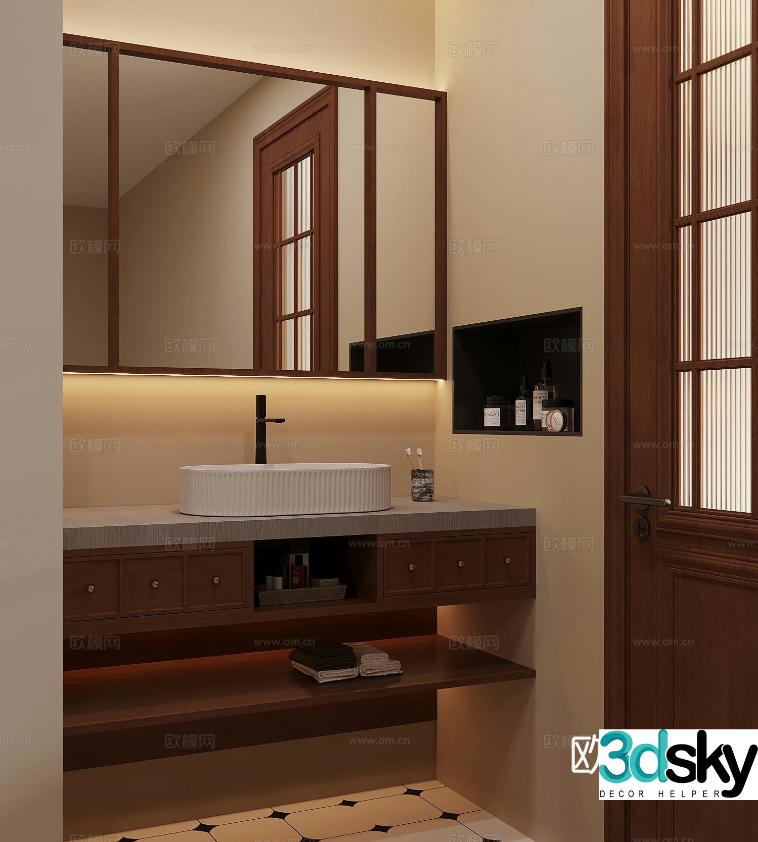 22 Middle-aged style bathroom dry area bathroom cabinet bathroom 3D model