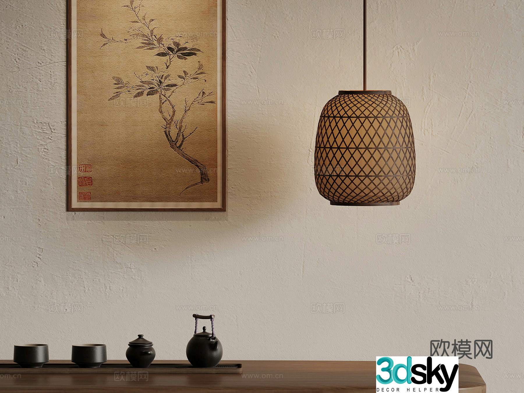 015 New Chinese Chandelier Tea Set 3D Model