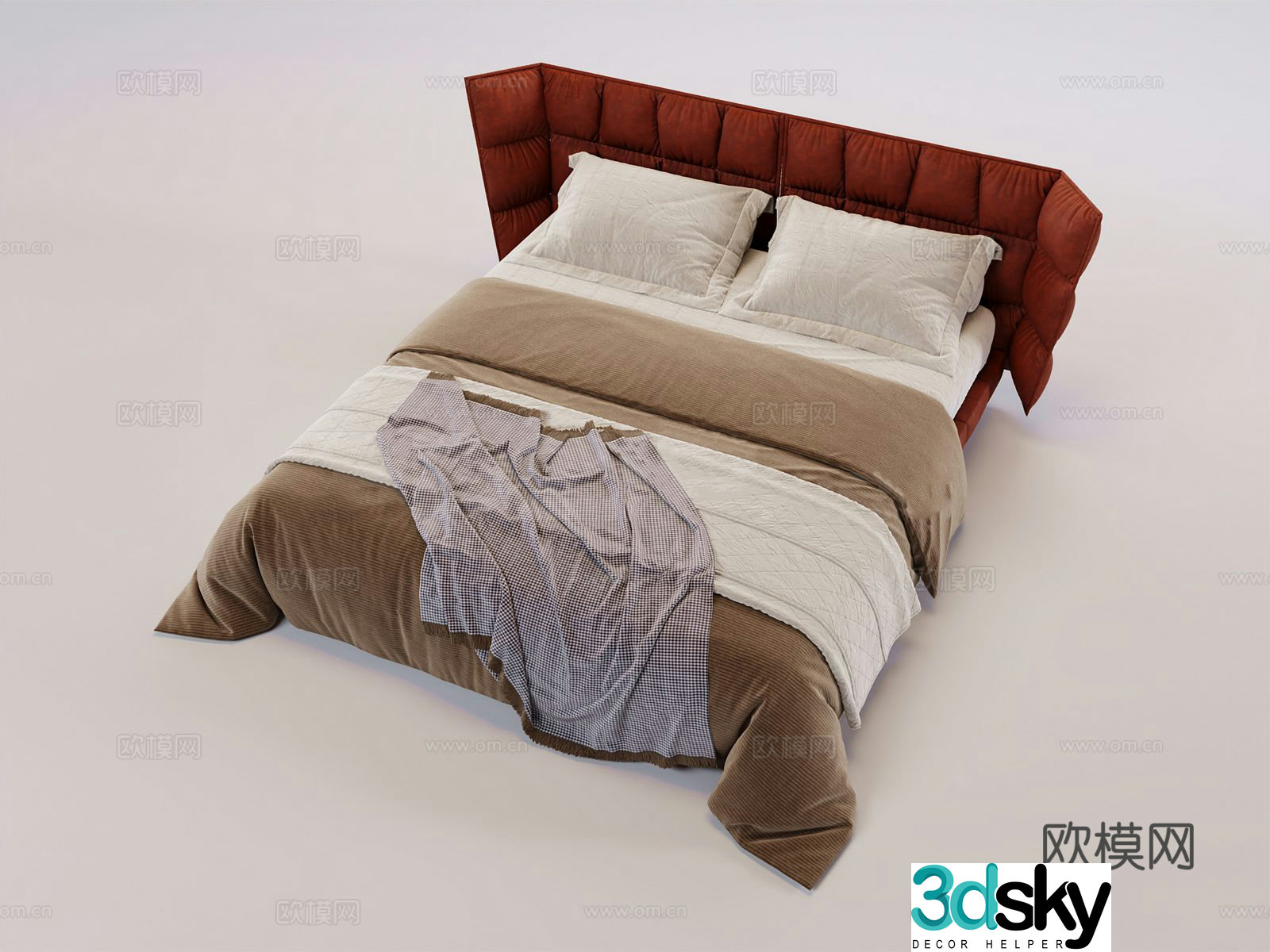 Nordic minimalist Memphis light luxury soft bed set double bed 3D model