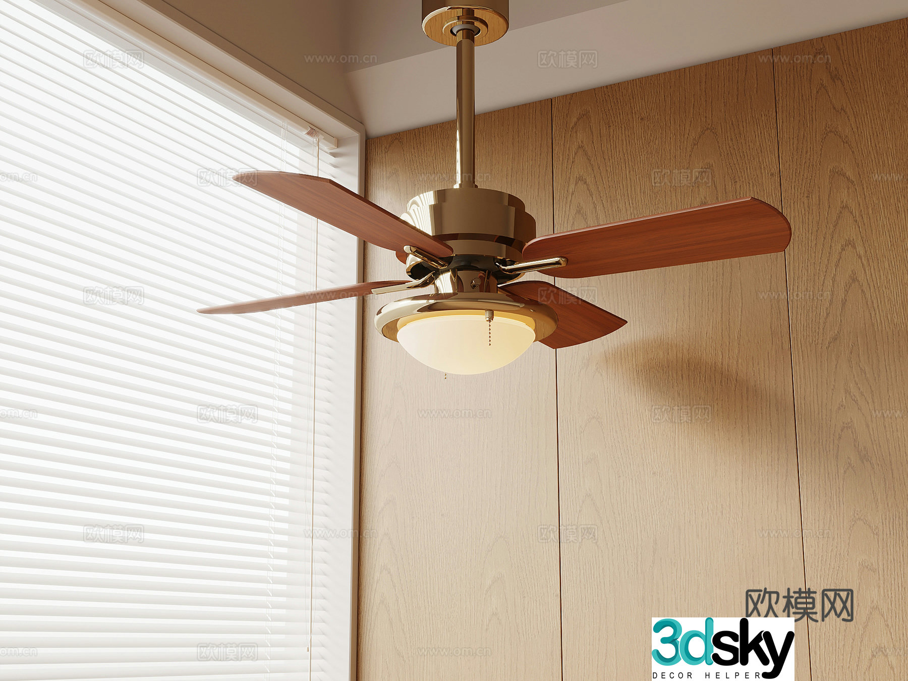 01 Fan lights medieval fan lights chandelier 3d model