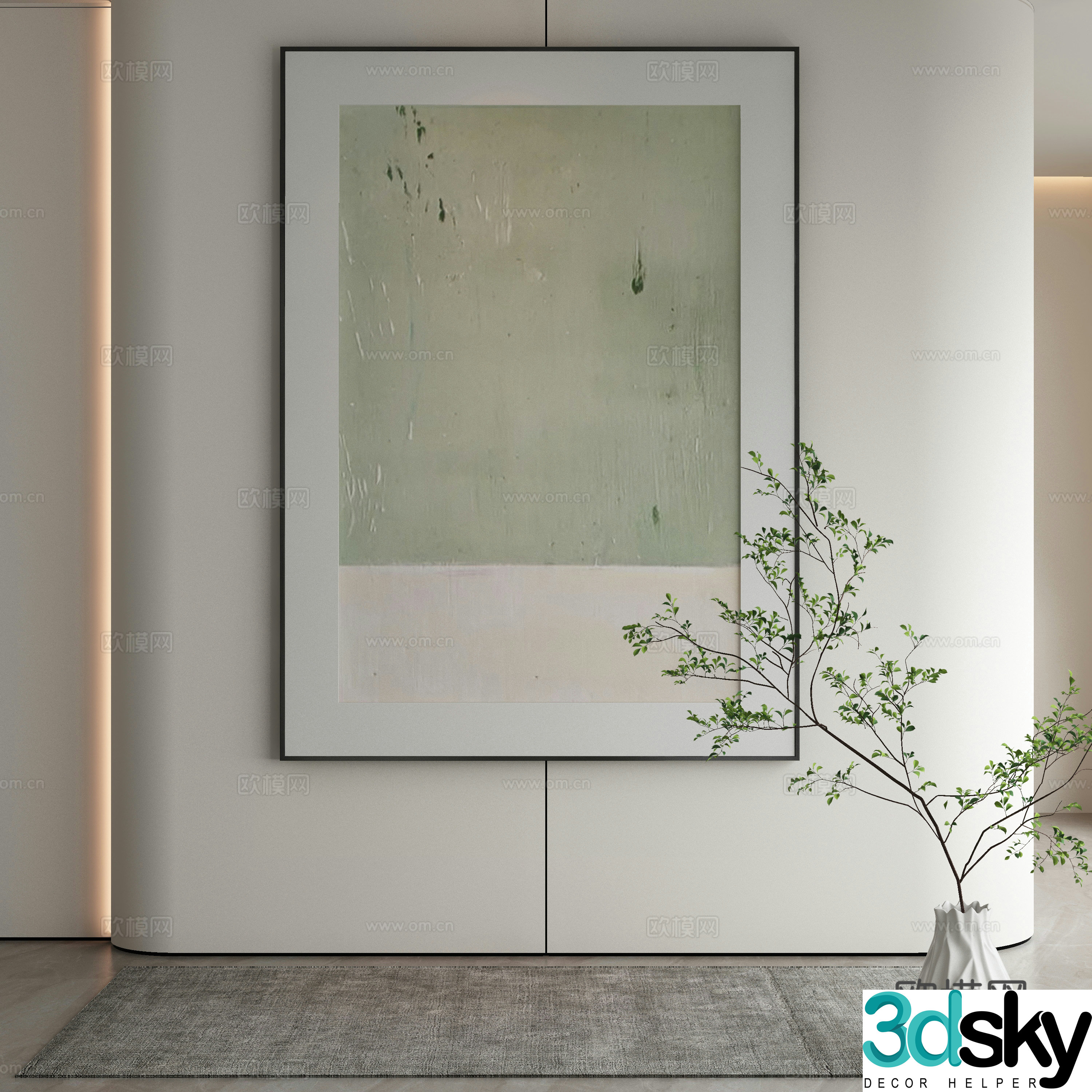 Modern Wasabi Hanging Painting Oil Painting 3D Model