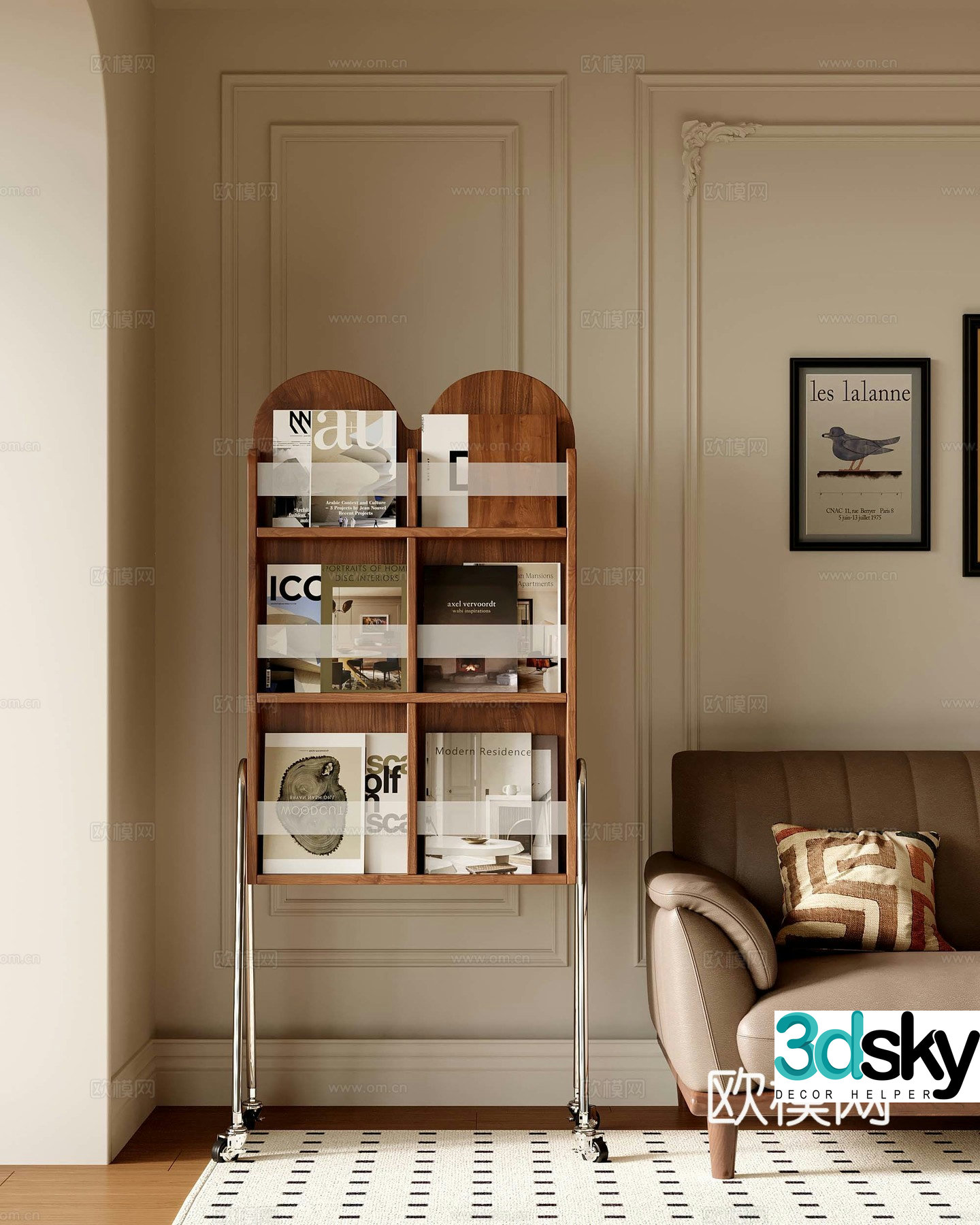 22 French medieval style bookshelf 3D model