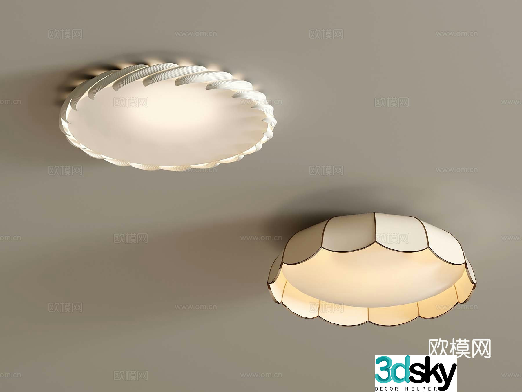25 French Cream Ceiling Light 3D Model