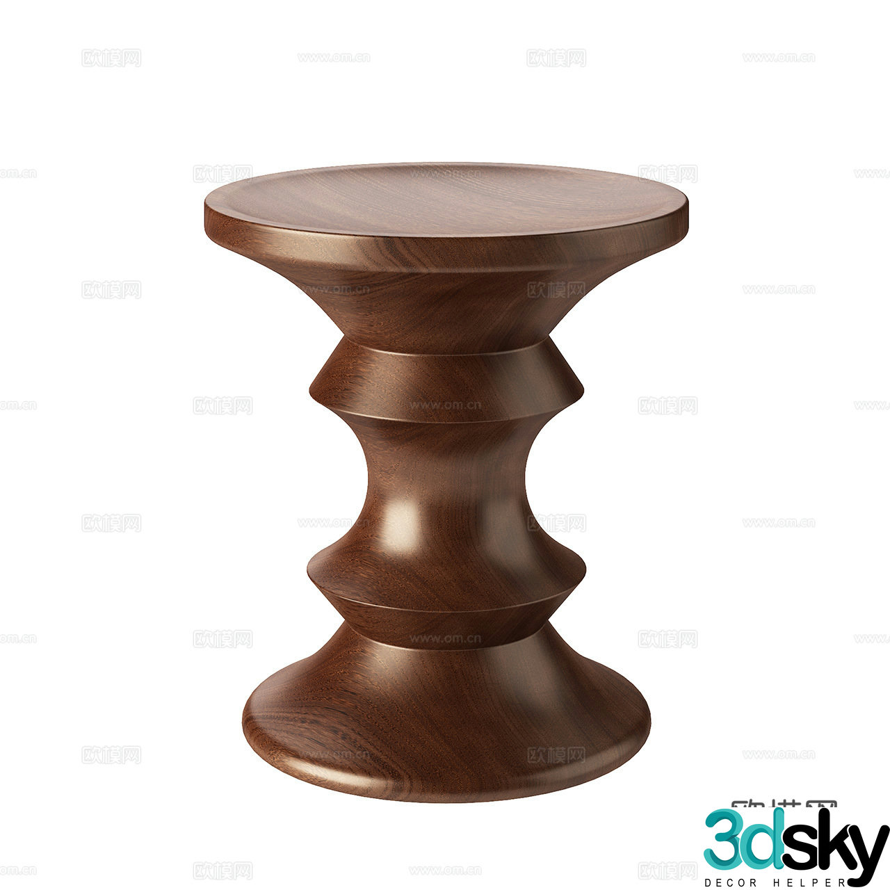 Vitra Eames stool walnut stool small stool 3d model
