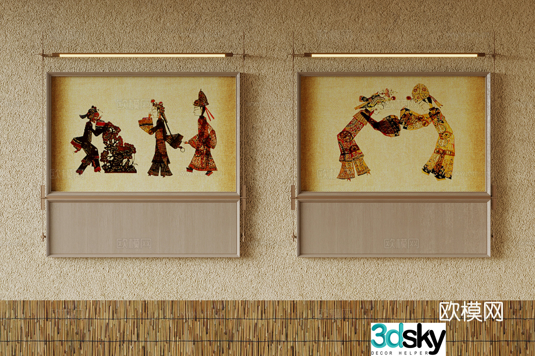 09 Modern B&B Hanging Painting Shadow Play Decorative Painting 3D Model