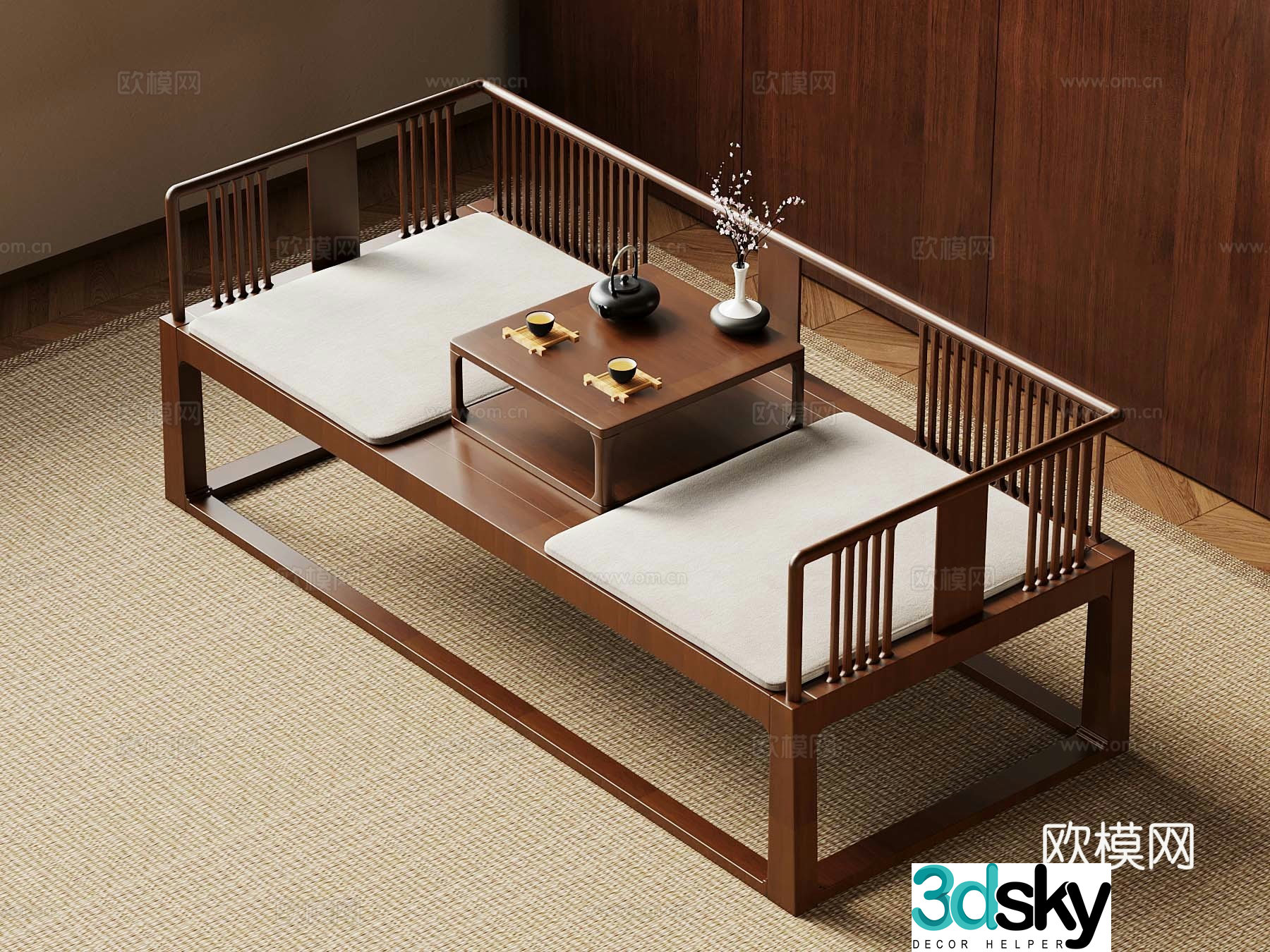 35 New Chinese Arhat Bed Bedding Stool Shoe Change Stool 3D Model