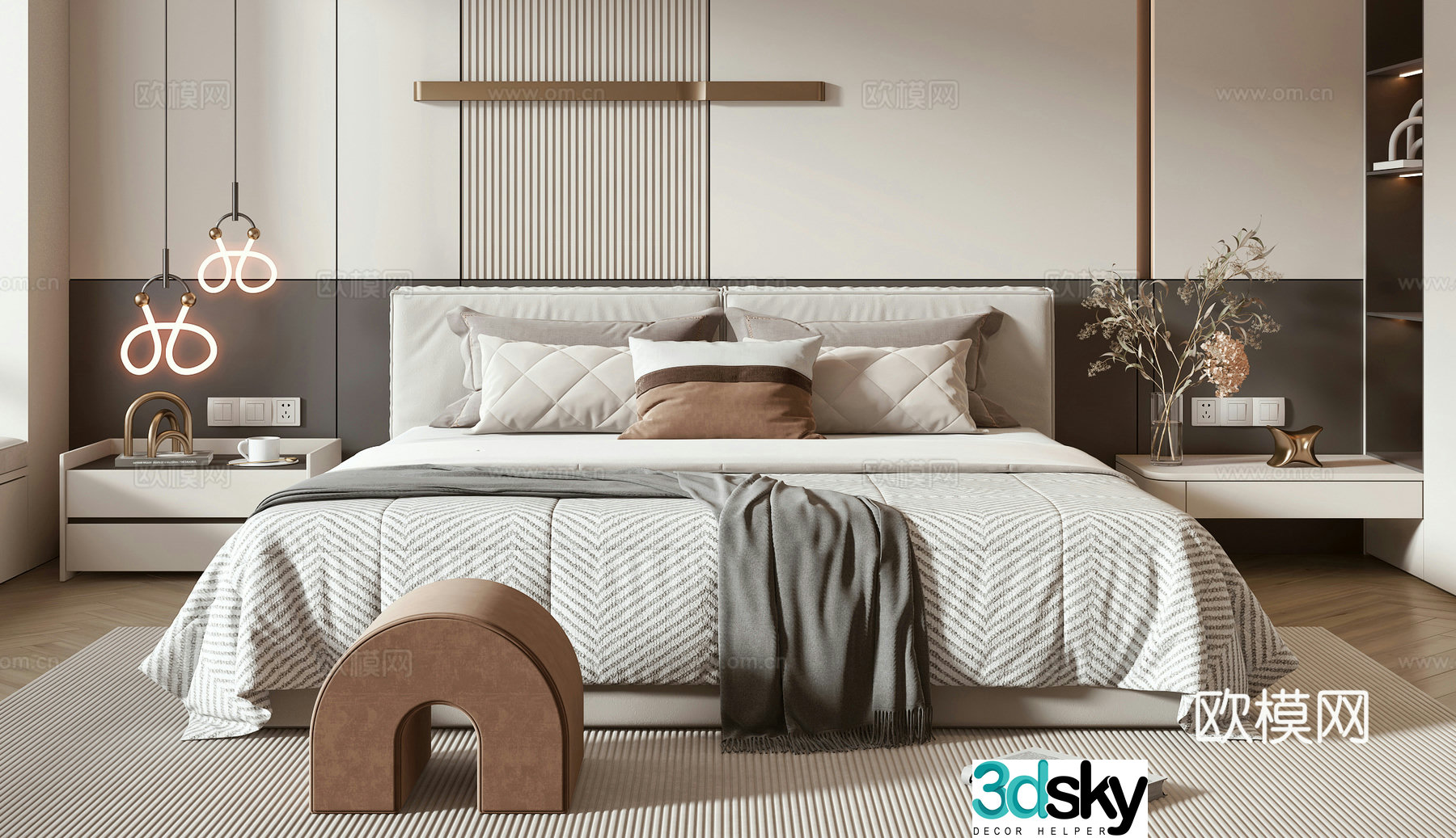 Minotti modern double bed 3d model