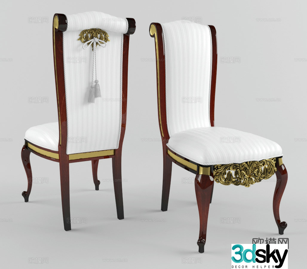Neoclassical single chair dining chair 3d model