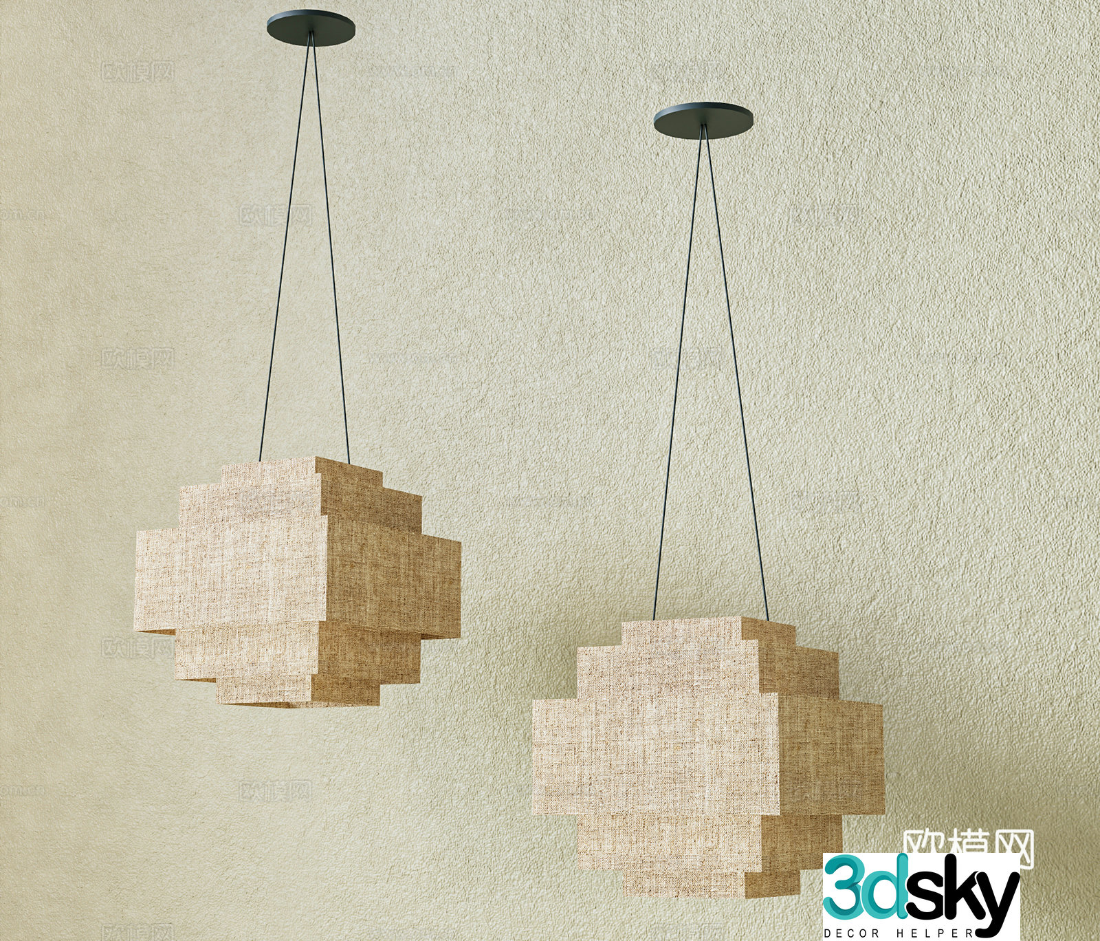 Log wind chandelier 3d model