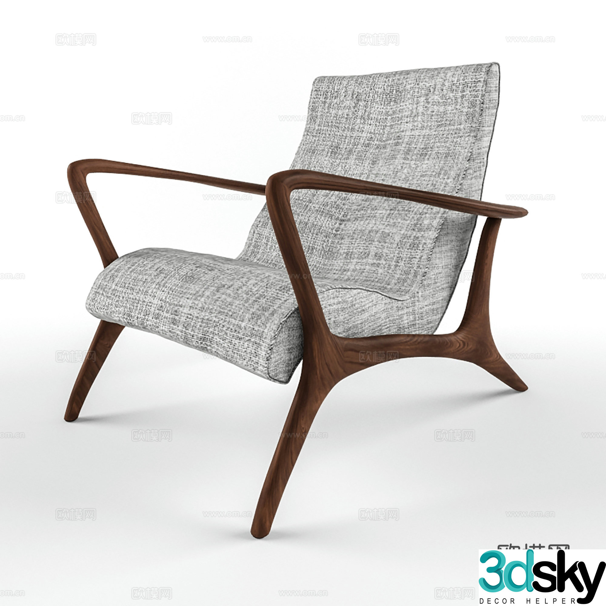 Modern leisure chair cloth chair book chair single chair 3d model