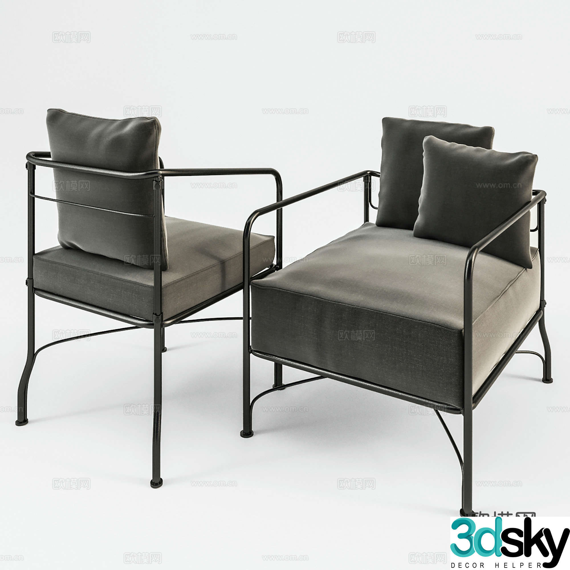 Modern leisure chair cloth chair book chair single chair 3d model