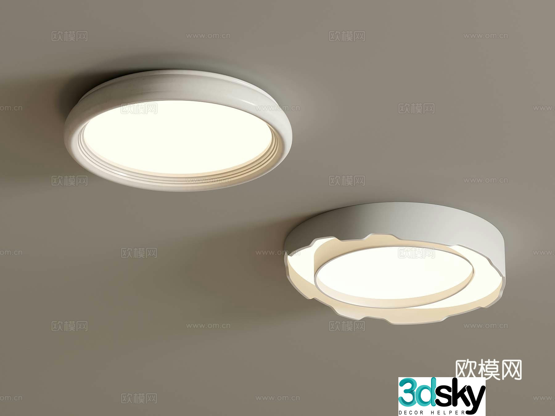 24 French Cream Ceiling Light 3D Model