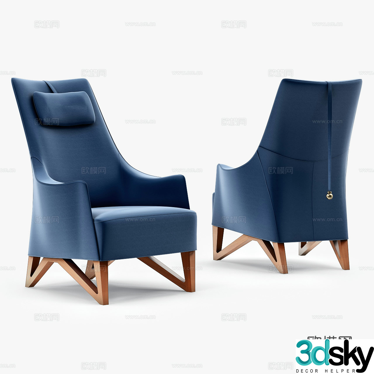 Simple European leisure chair cloth chair book chair single chair 3d model