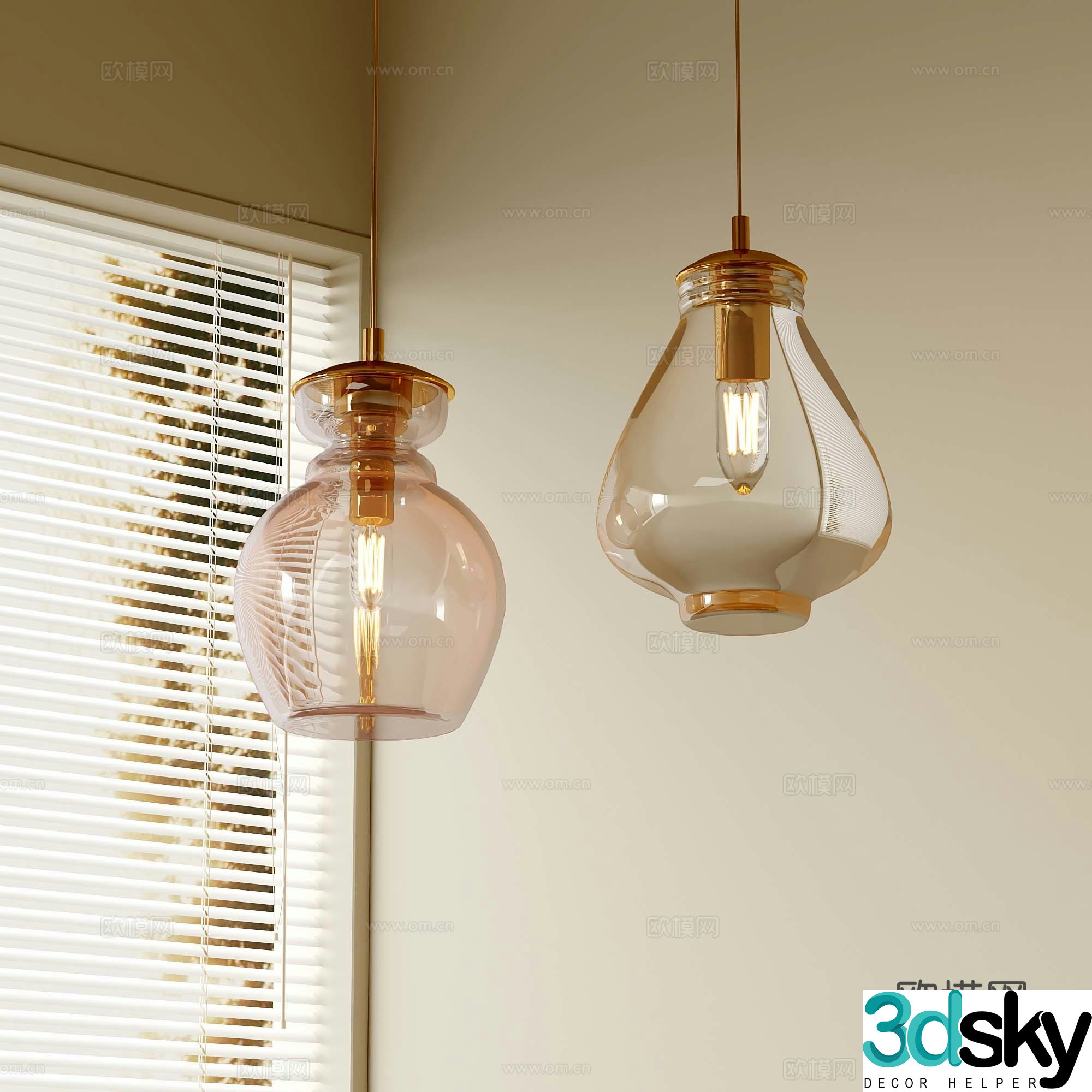 12 French Cream-White Chandelier Fishing Line Chandelier Small Chandelier 3D Model