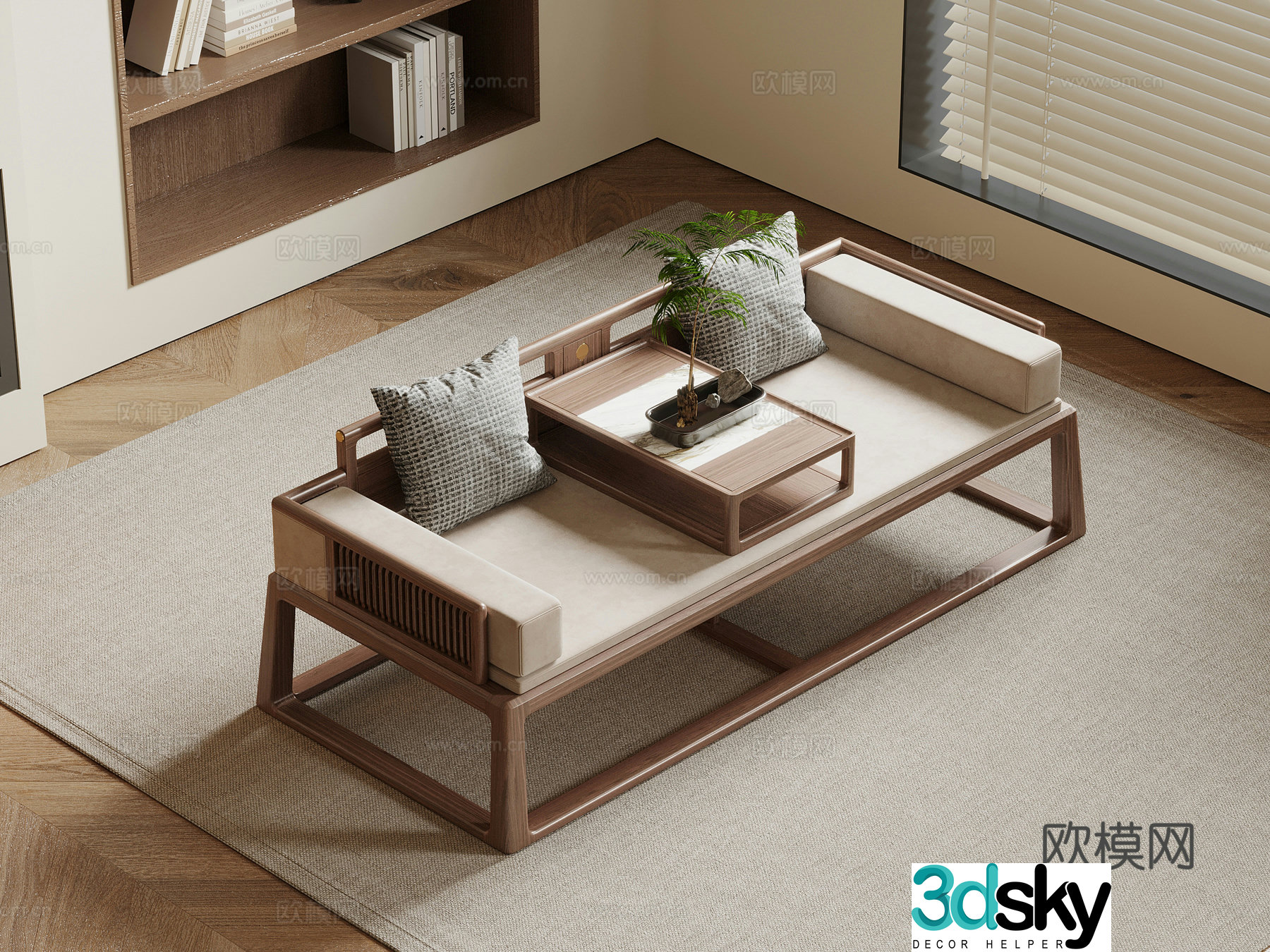 011 New Chinese Arhat Bed 3D Model