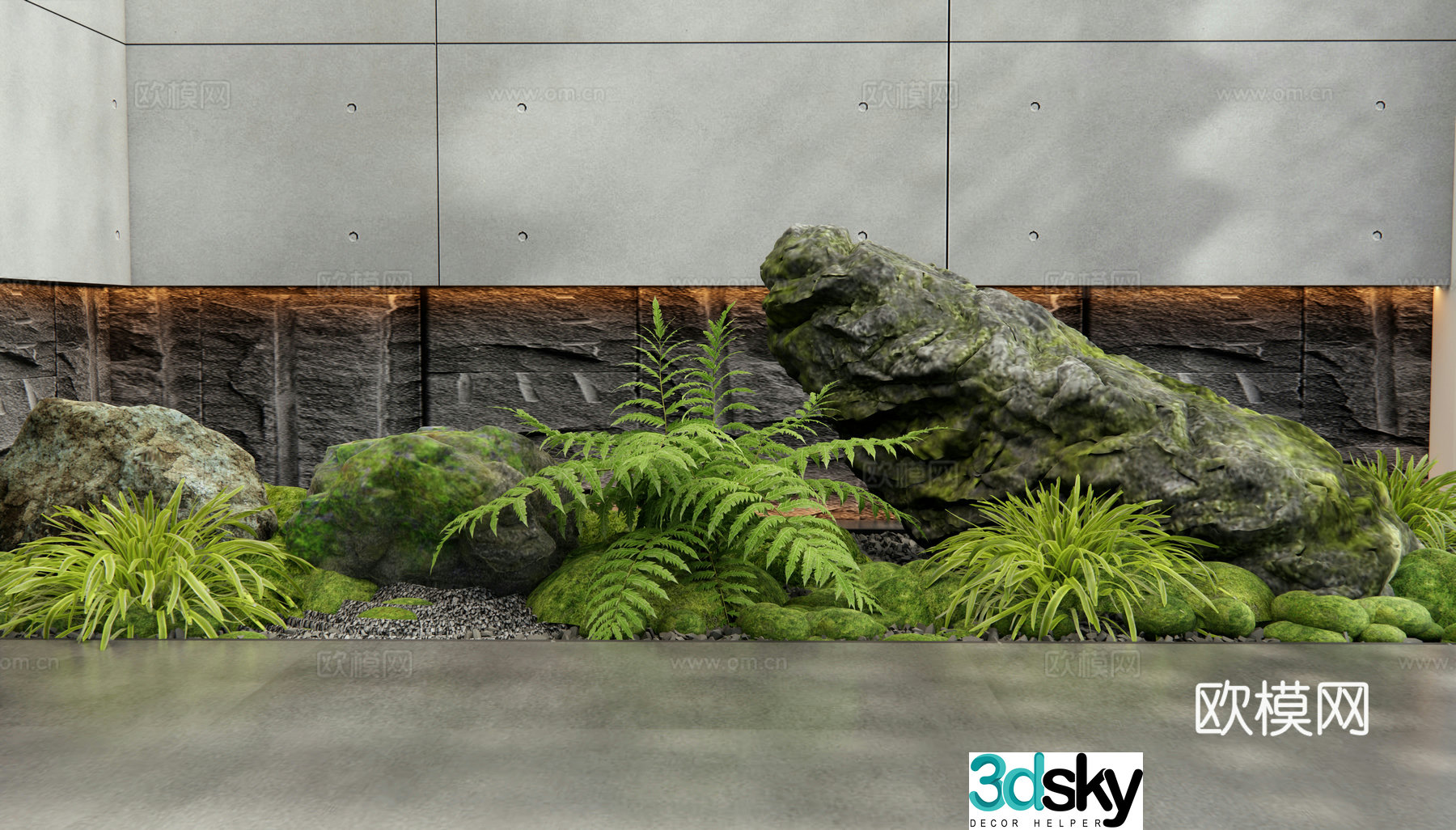 Modern interior landscape Landscape stones Moss Flowers and plants Plant combination Plant landscaping 3D model